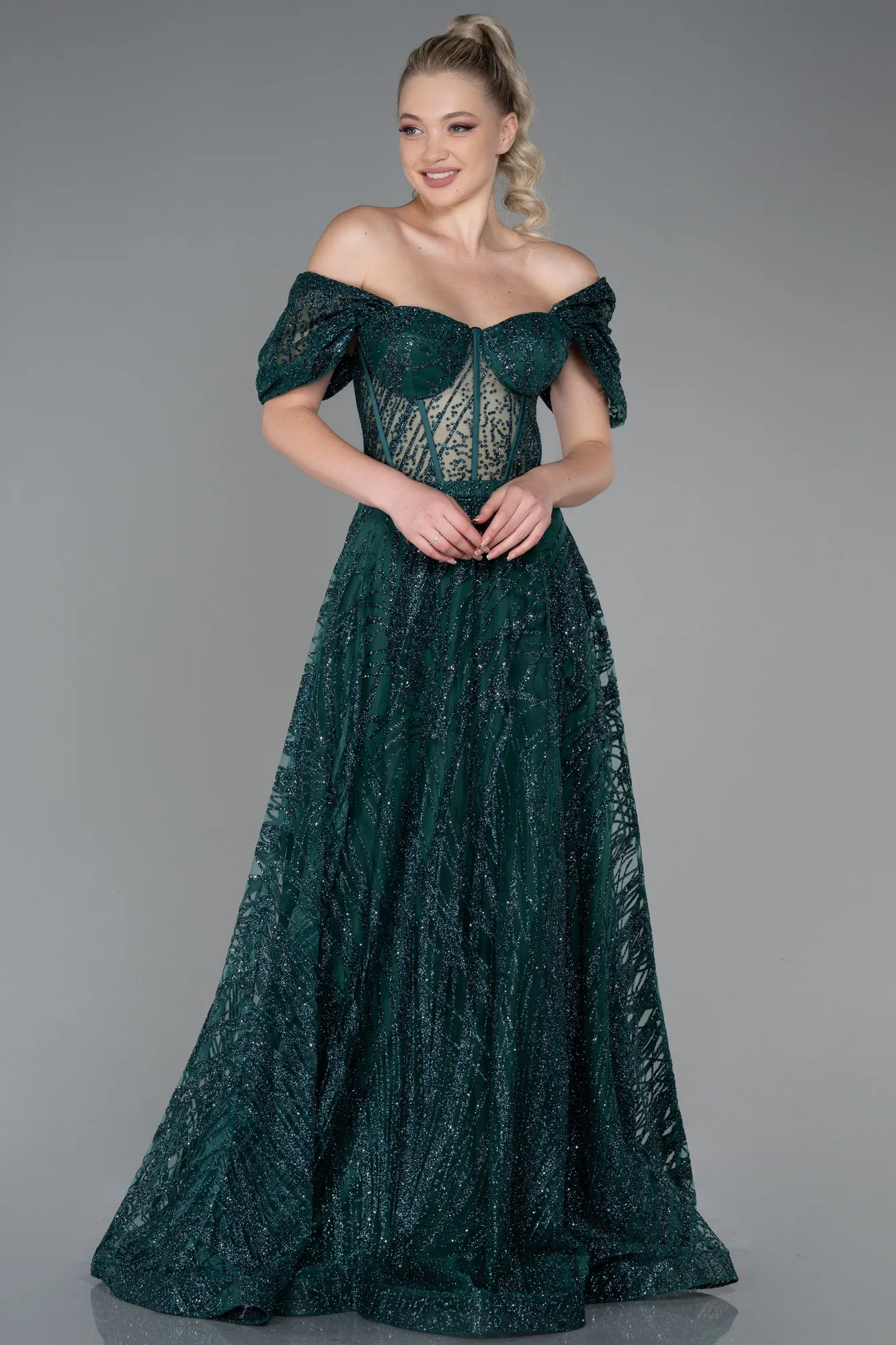 Emerald Green-Long Evening Dress ABU3261