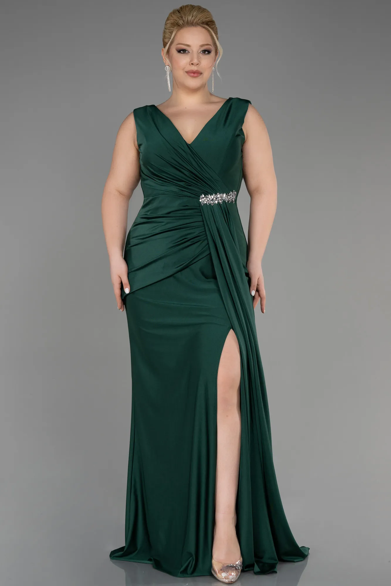 Emerald Green-Long Formal Plus Size Dress ABU3737