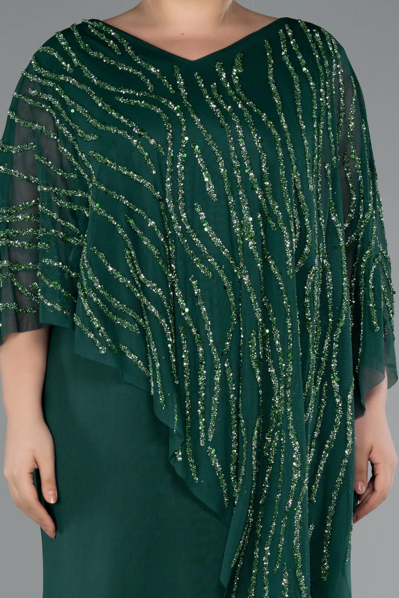 Emerald Green-Long Formal Plus Size Dress ABU5158