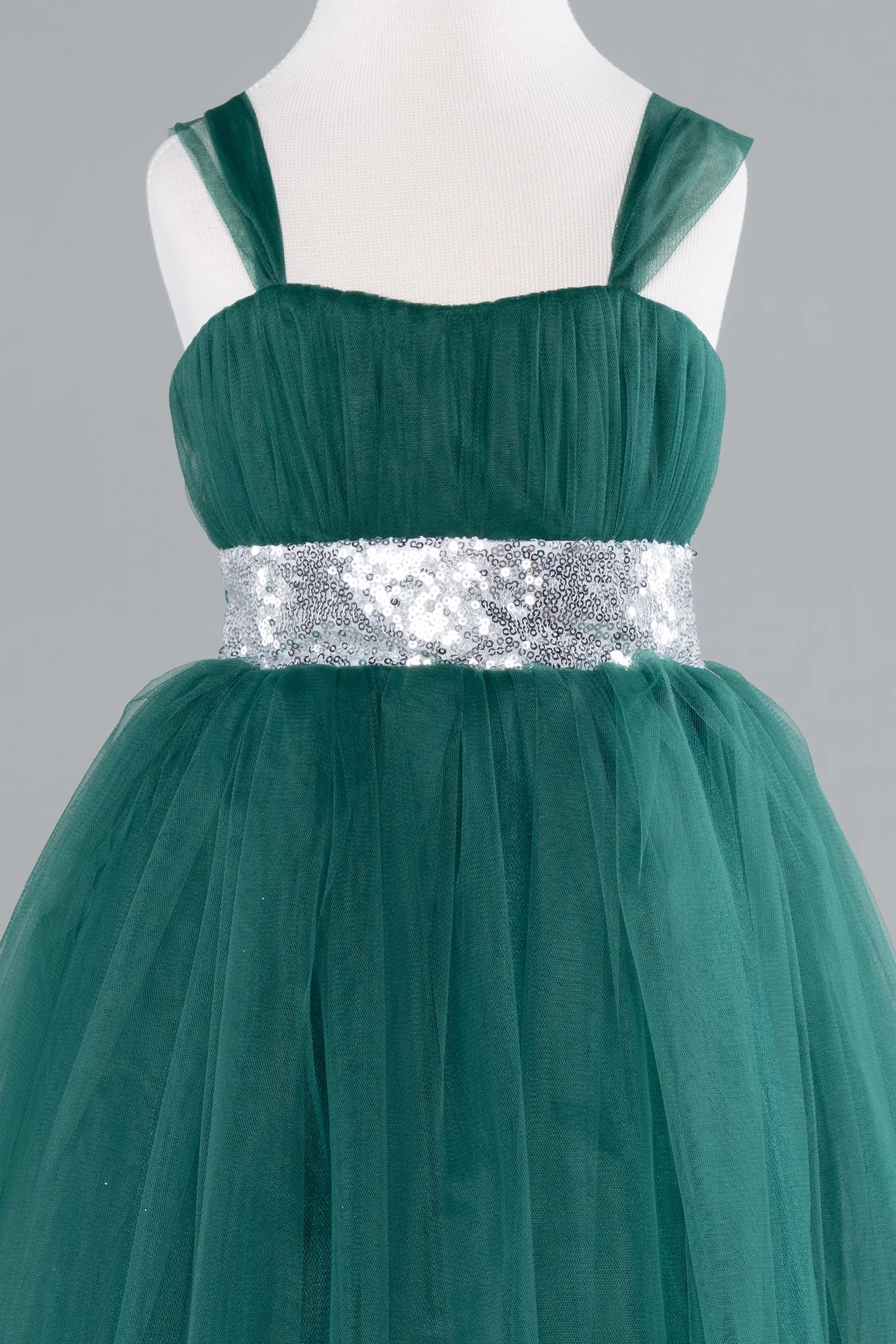 Emerald Green-Long Girl Dress ABU3031