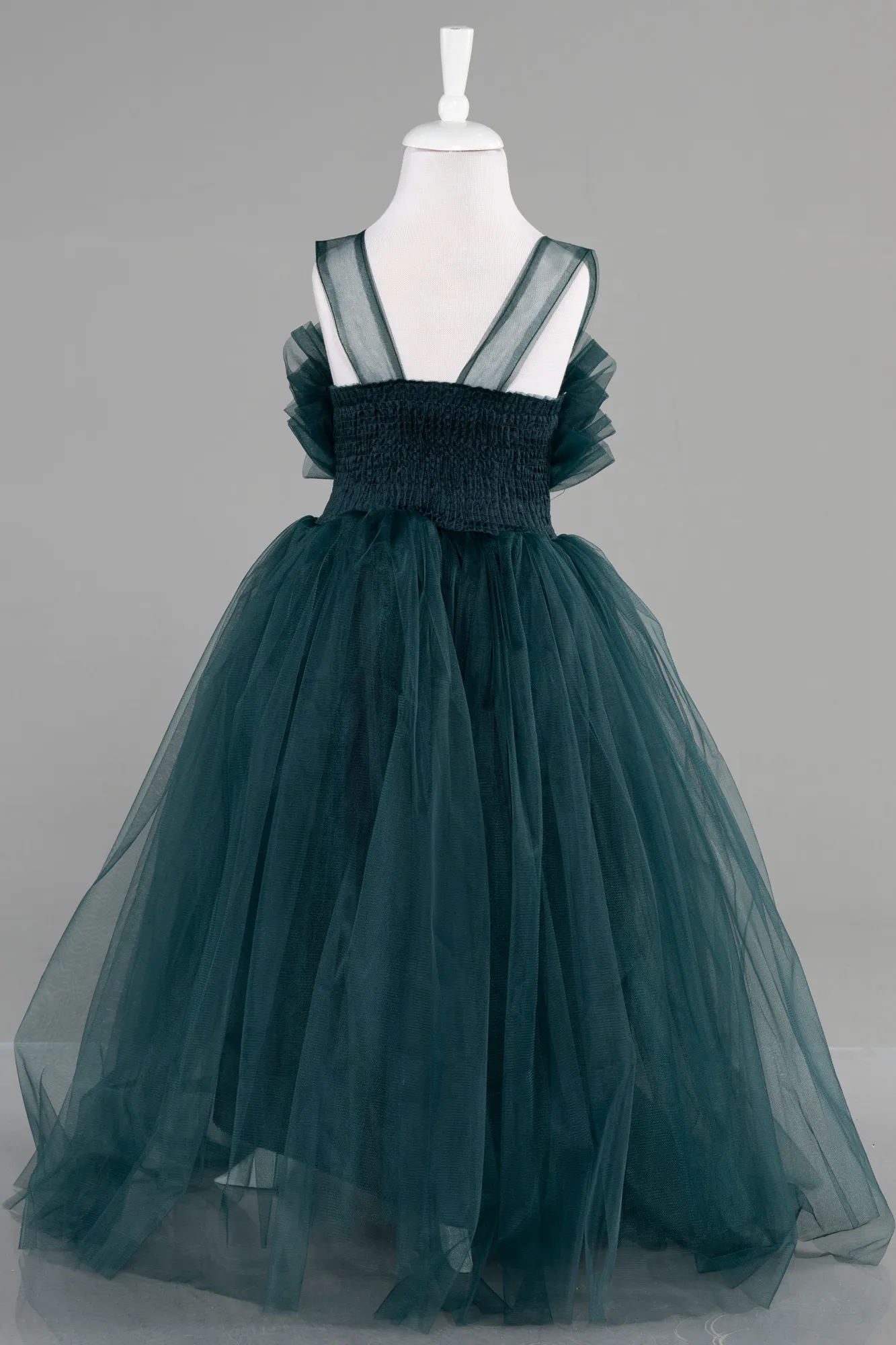 Emerald Green-Long Girl Dress ABU3567