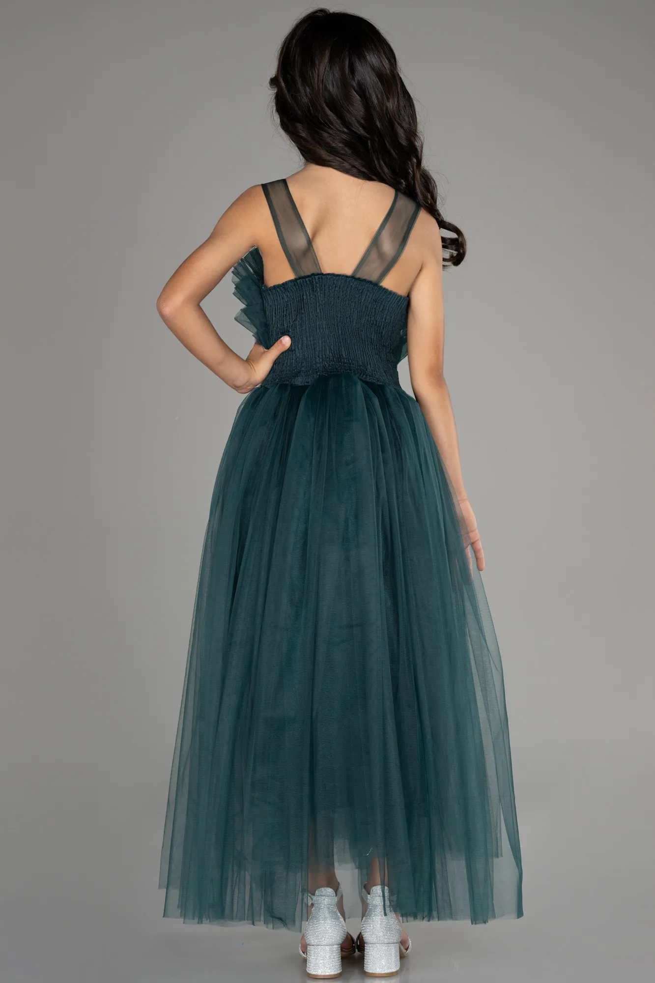 Emerald Green-Long Girl Dress ABU3572