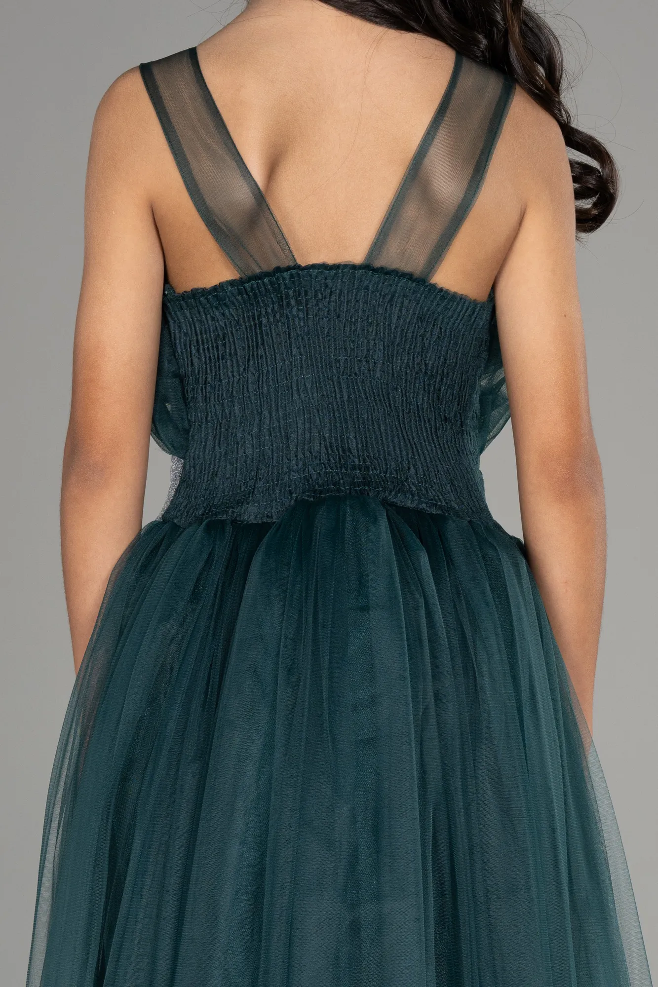 Emerald Green-Long Girl Dress ABU3572