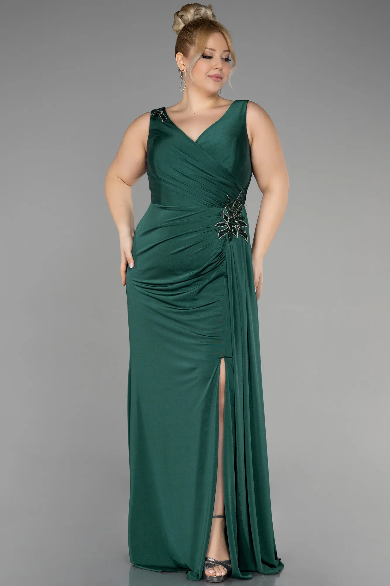 Emerald Green-Long Large Size Dress ABU2927