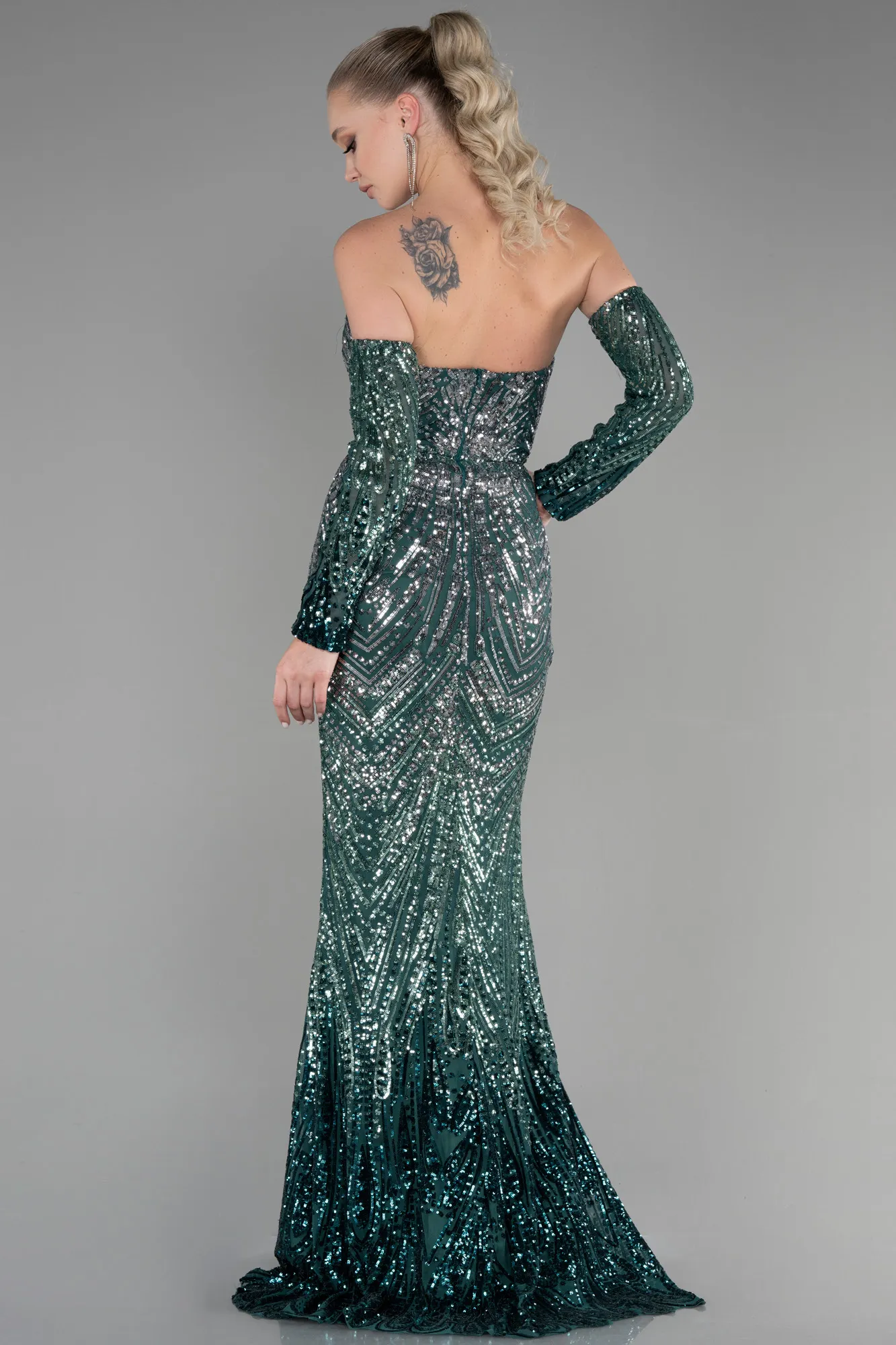 Emerald Green-Long Mermaid Prom Dress ABU3396
