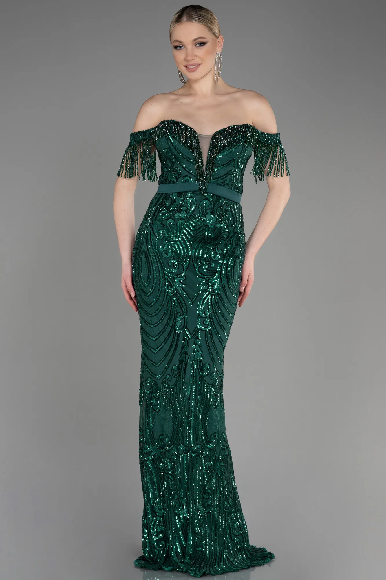 Emerald Green-Long Mermaid Prom Dress ABU3783