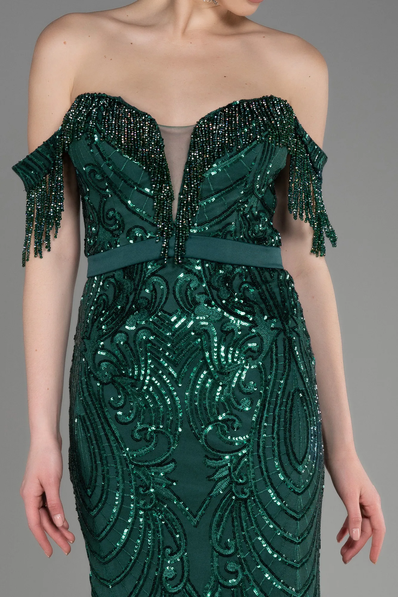 Emerald Green-Long Mermaid Prom Dress ABU3783