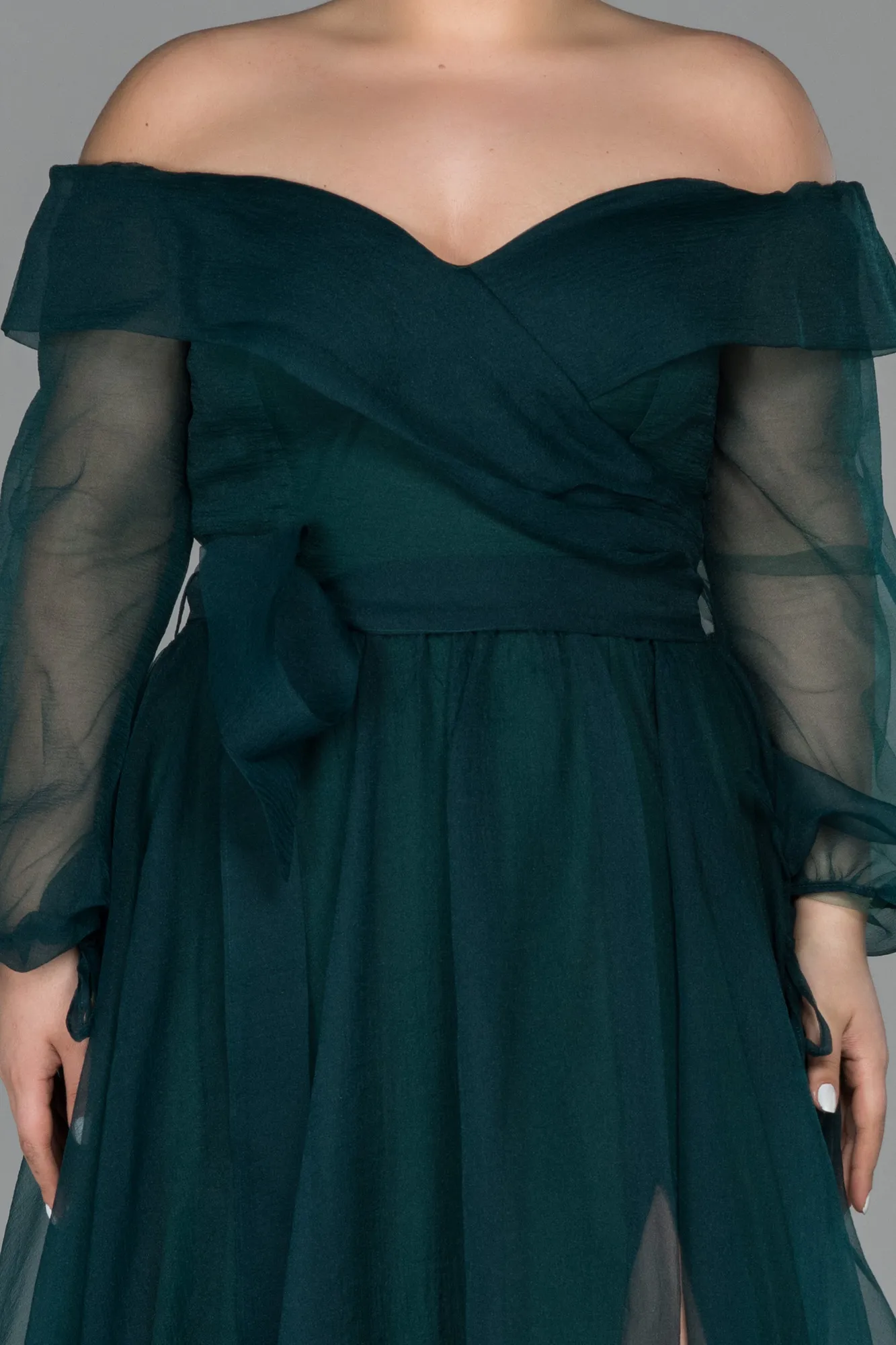 Emerald Green-Long Oversized Evening Dress ABU1535