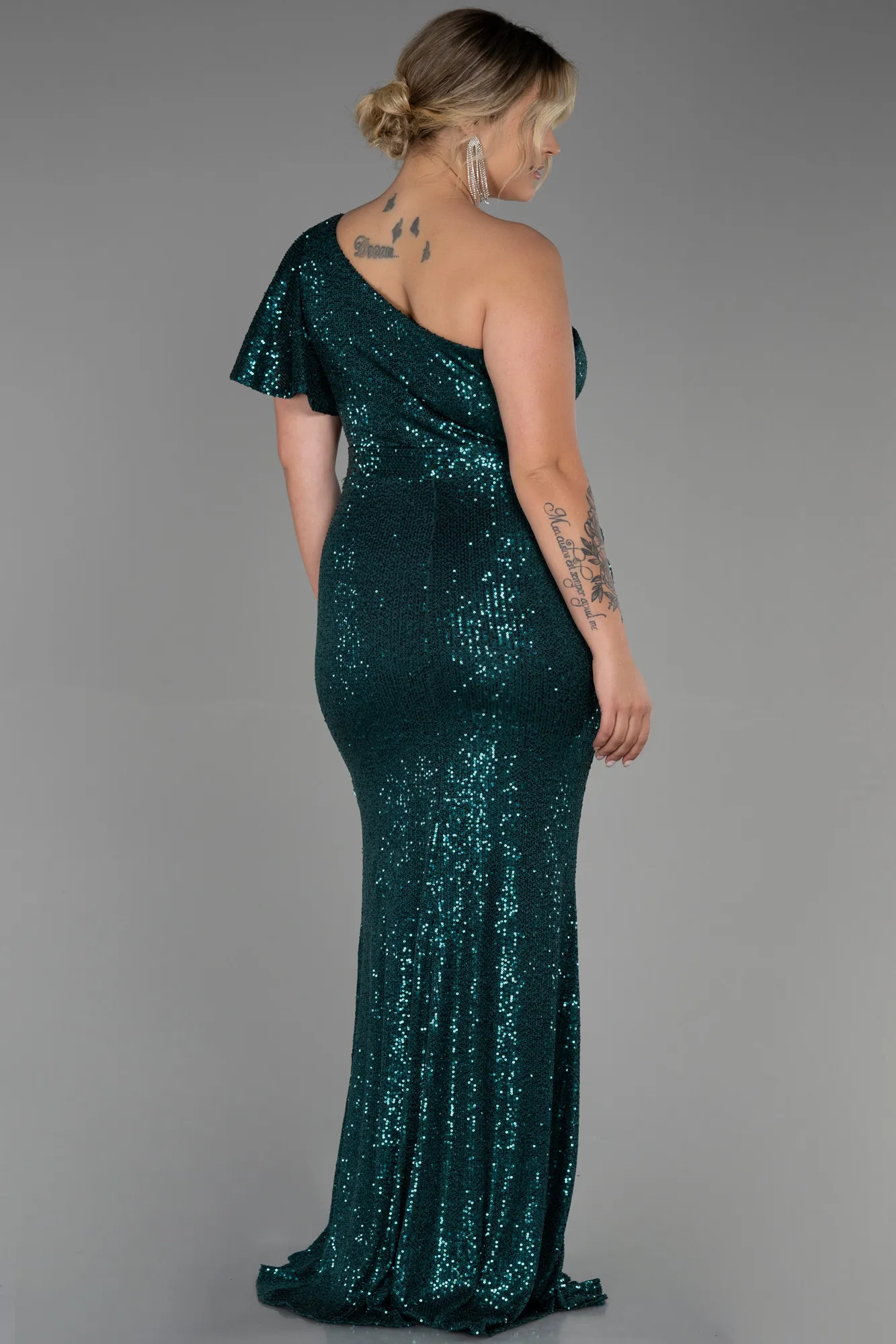 Emerald Green-Long Oversized Evening Dress ABU1893