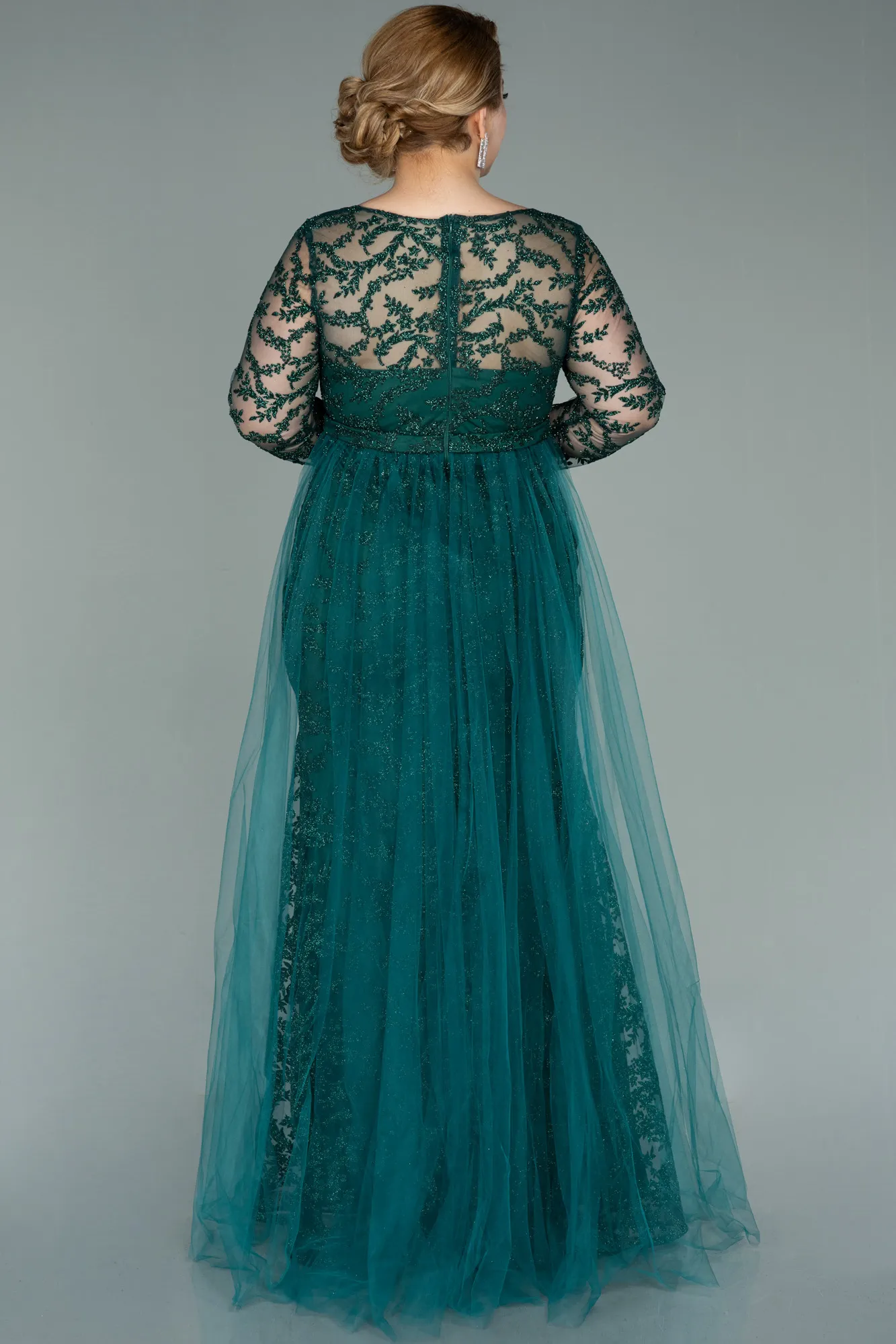 Emerald Green-Long Oversized Evening Dress ABU2238