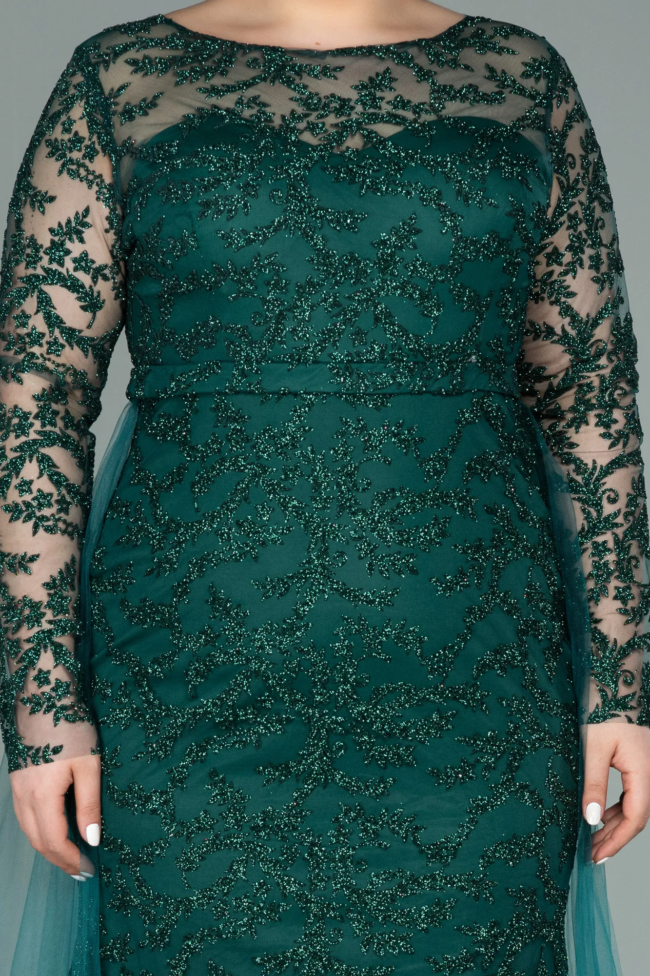 Emerald Green-Long Oversized Evening Dress ABU2238