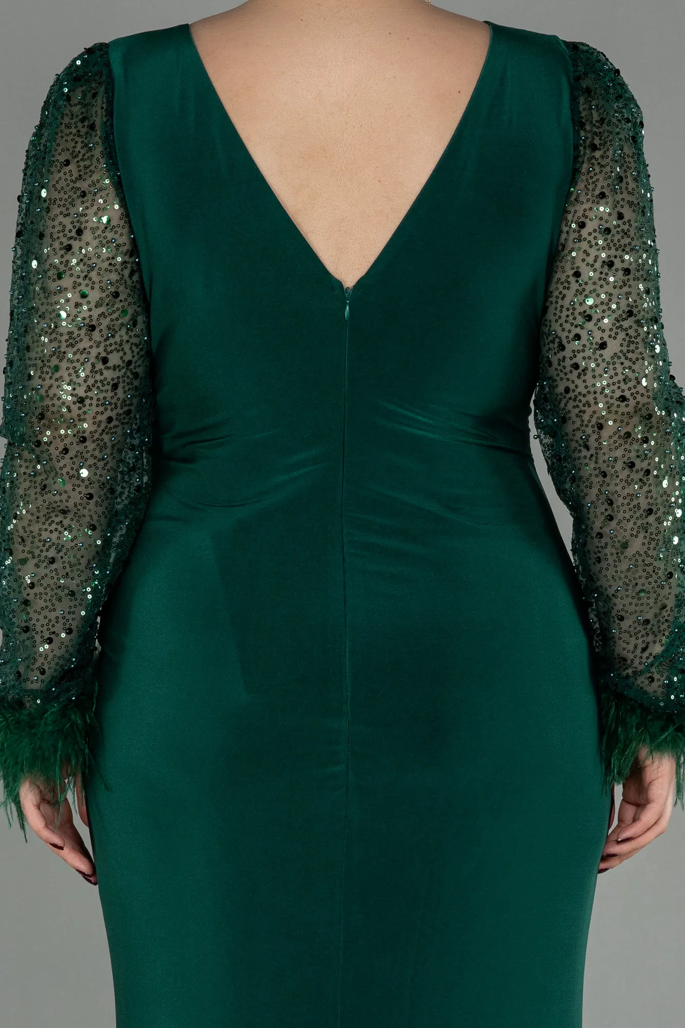 Emerald Green-Long Oversized Evening Dress ABU2976