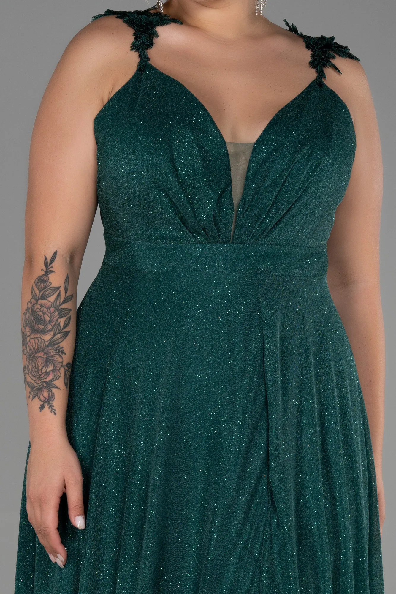 Emerald Green-Long Oversized Evening Dress ABU3174