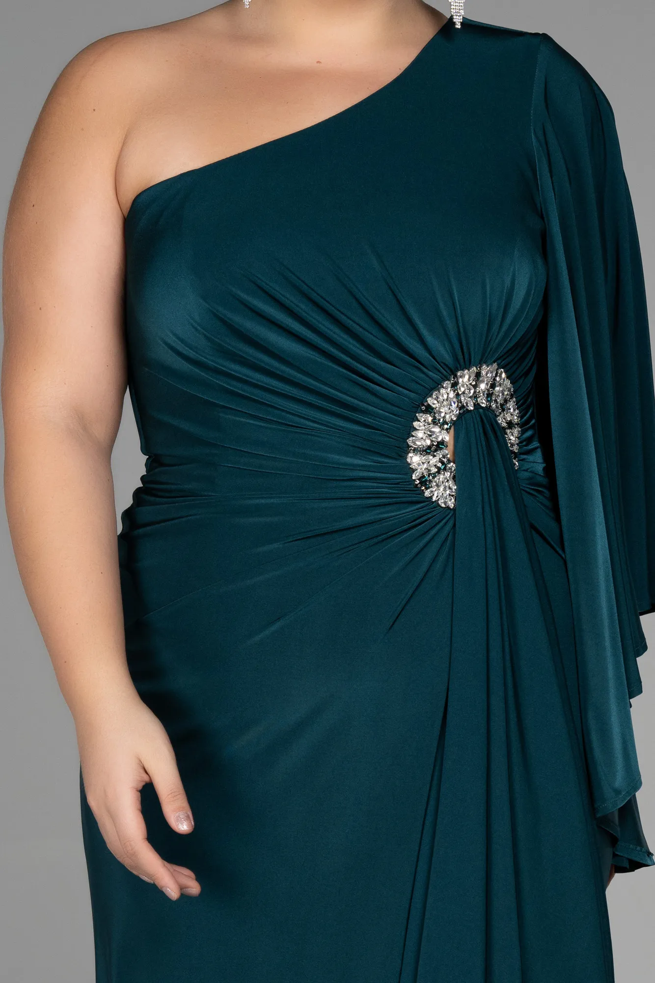 Emerald Green-Long Plus Size Engagement Dress ABU3373
