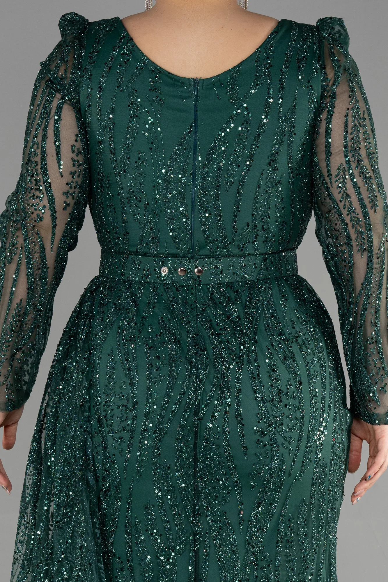 Emerald Green-Long Plus Size Engagement Dress ABU3562