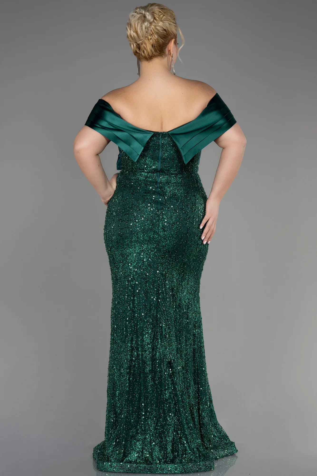 Emerald Green-Long Plus Size Engagement Dress ABU3740