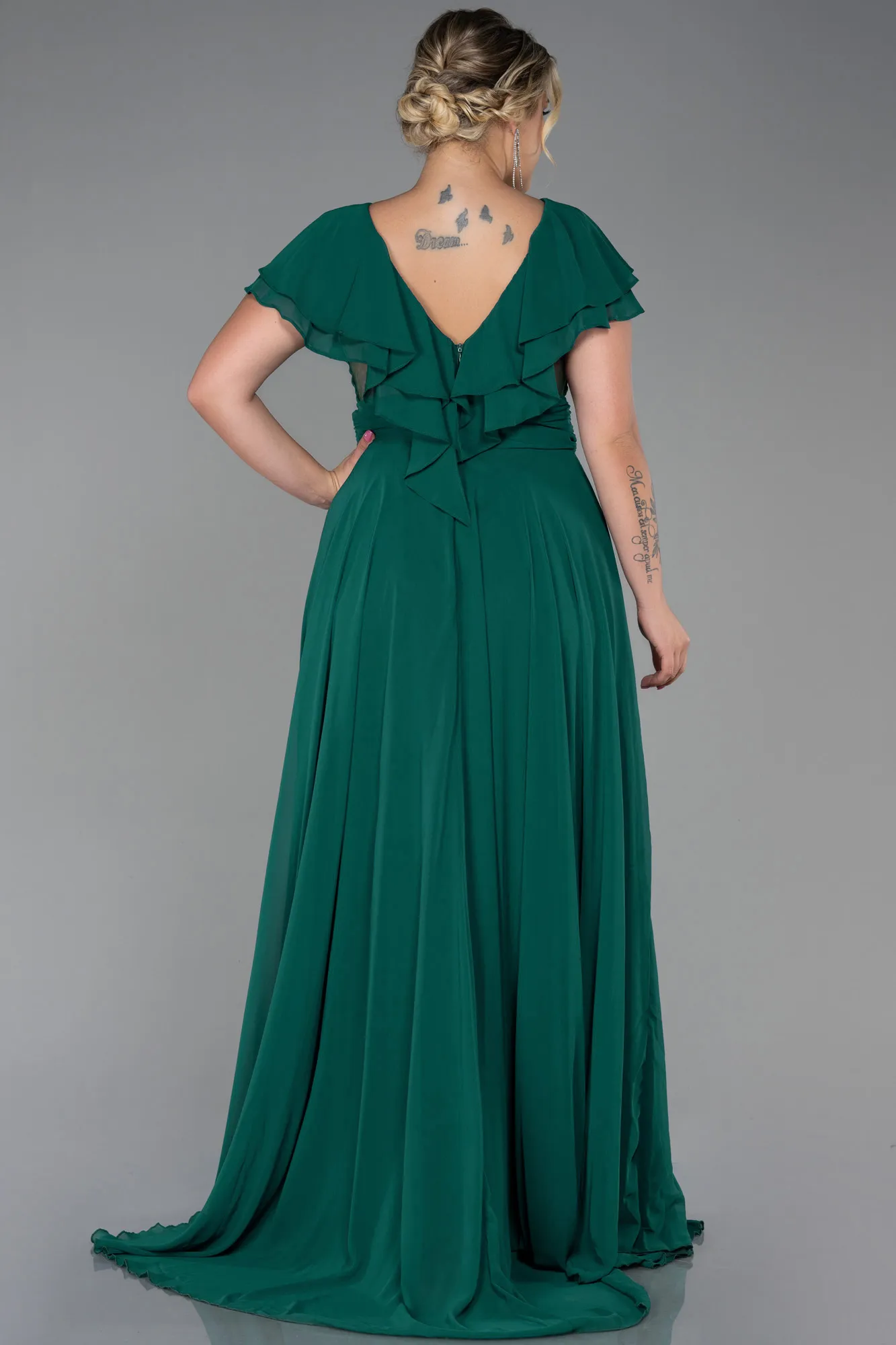 Emerald Green-Long Plus Size Evening Dress ABU032