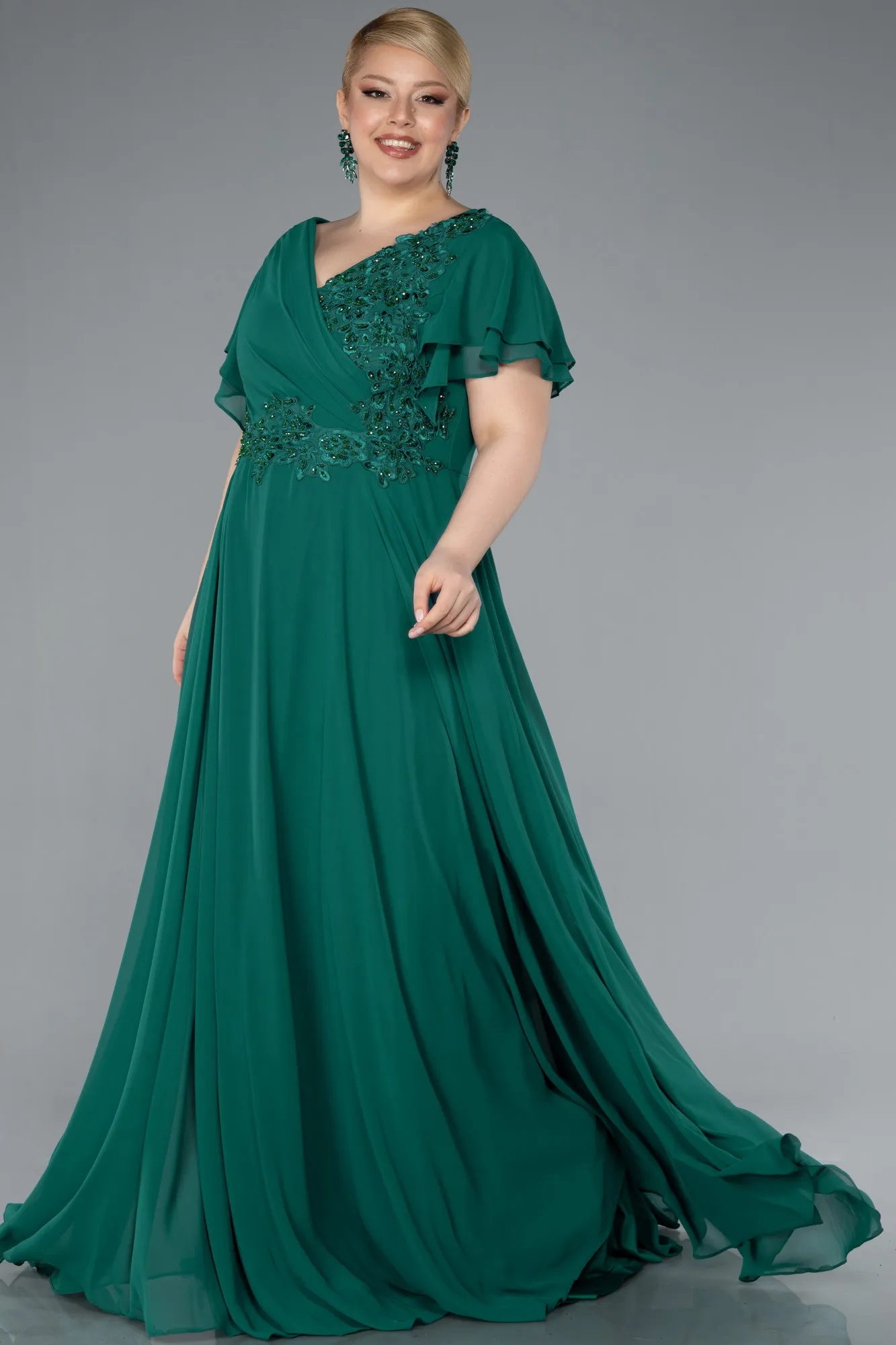 Emerald Green-Long Plus Size Evening Dress ABU1562