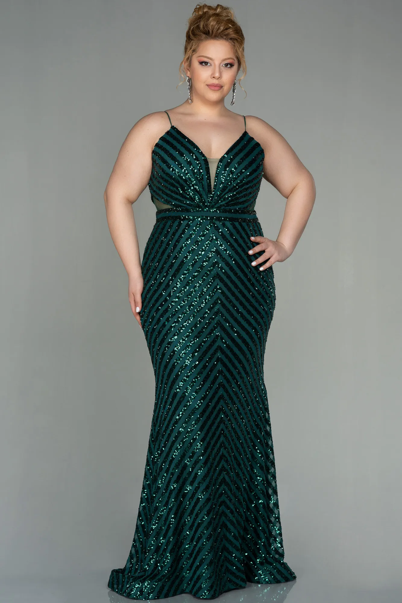 Emerald Green-Long Plus Size Evening Dress ABU1661