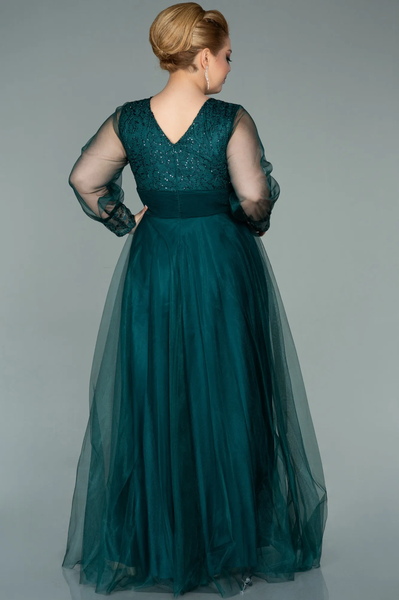 Emerald Green-Long Plus Size Evening Dress ABU2196