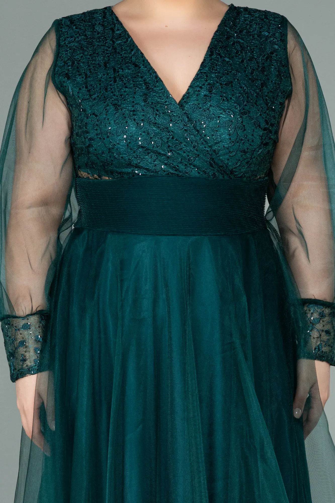 Emerald Green-Long Plus Size Evening Dress ABU2196
