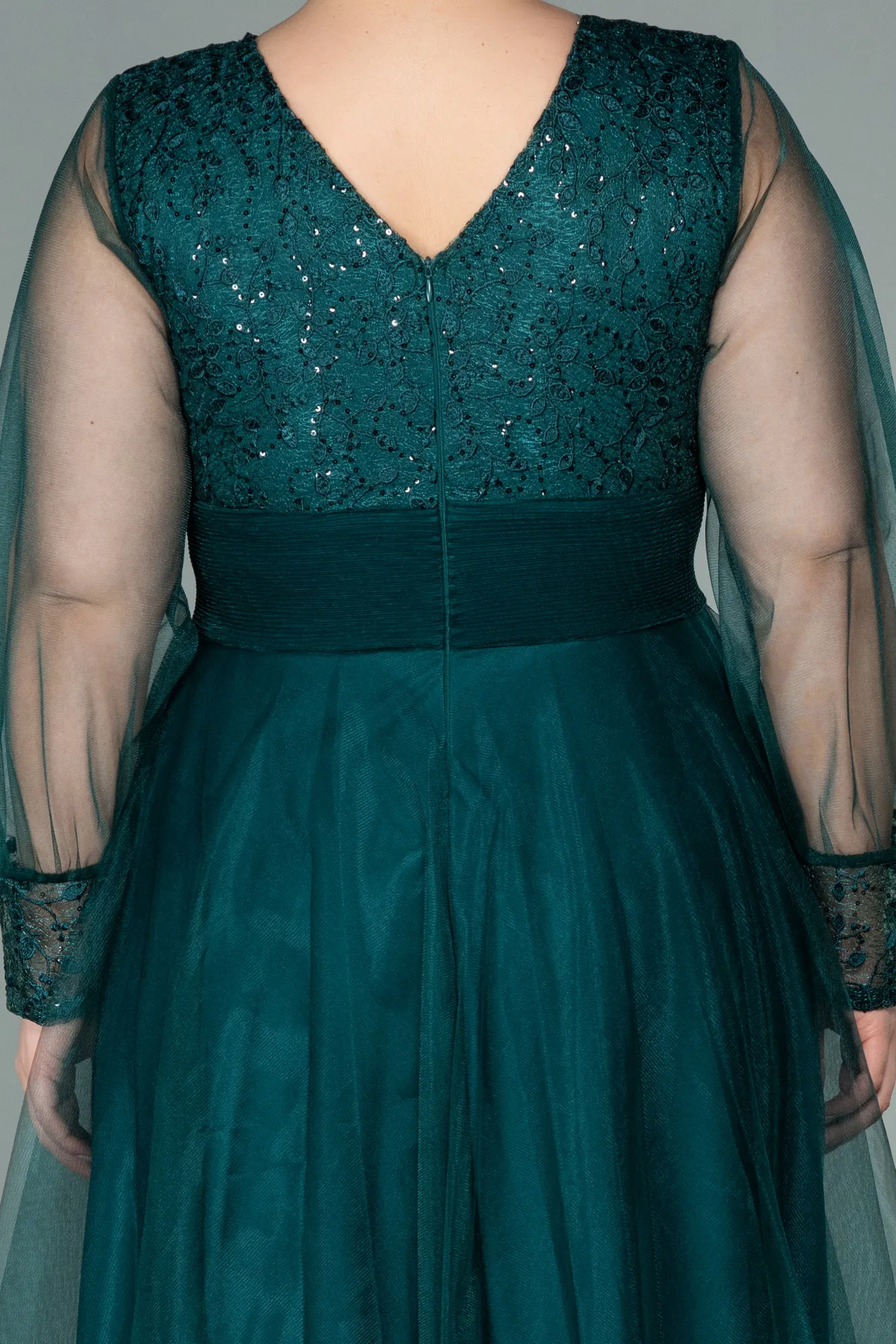 Emerald Green-Long Plus Size Evening Dress ABU2196
