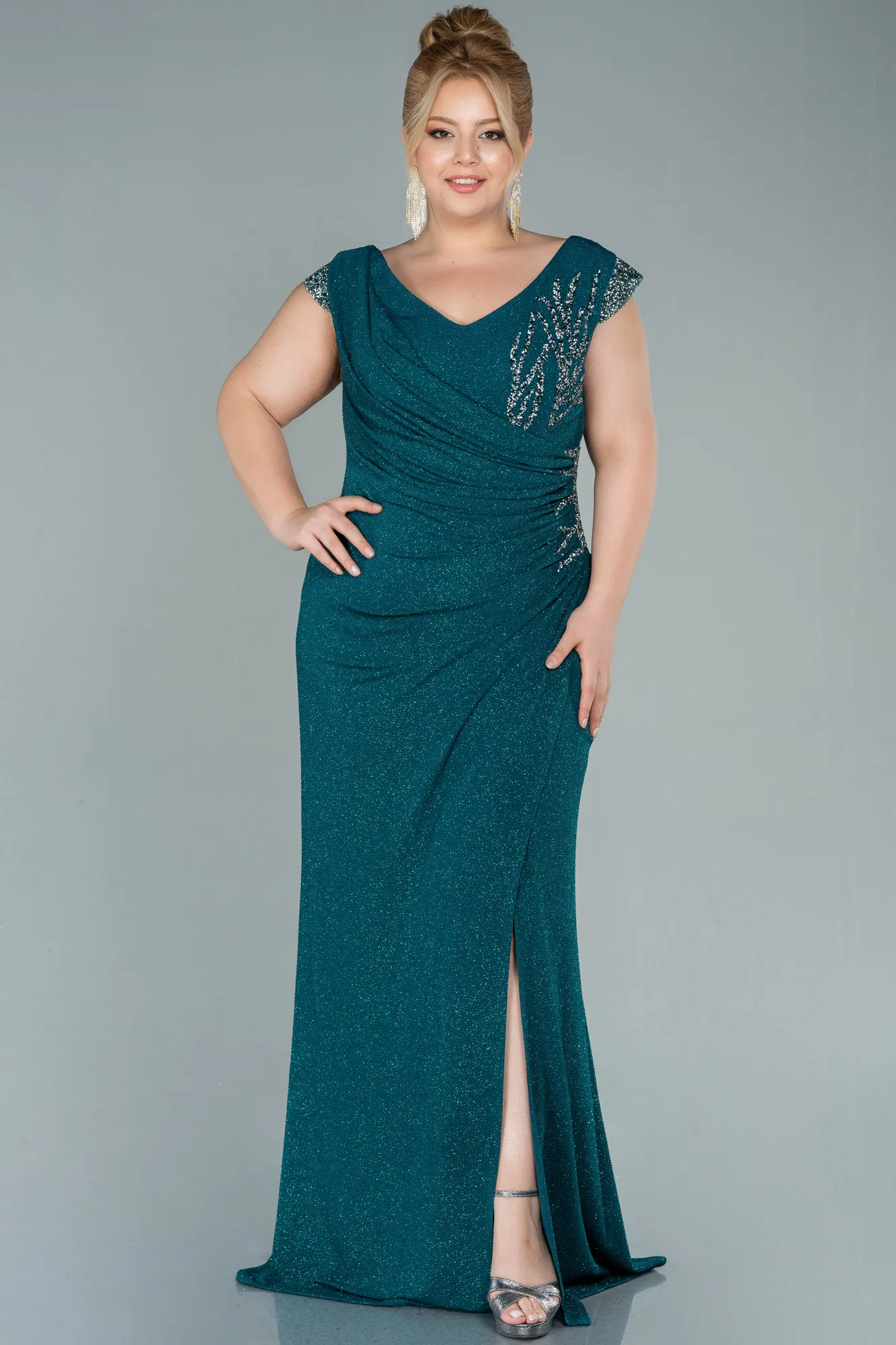 Emerald Green-Long Plus Size Evening Dress ABU2438
