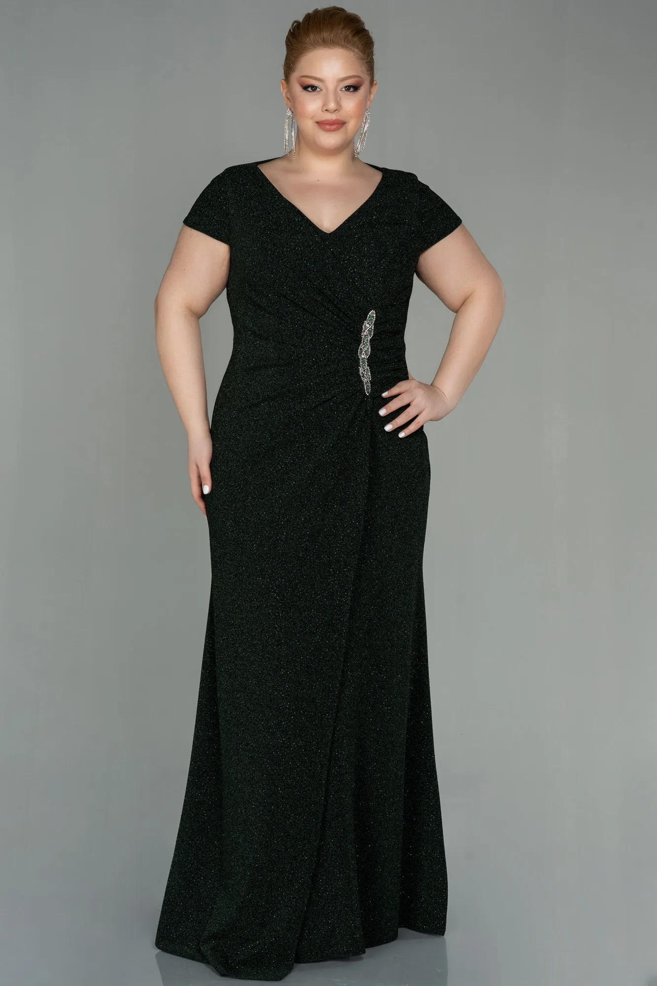 Emerald Green-Long Plus Size Evening Dress ABU2870