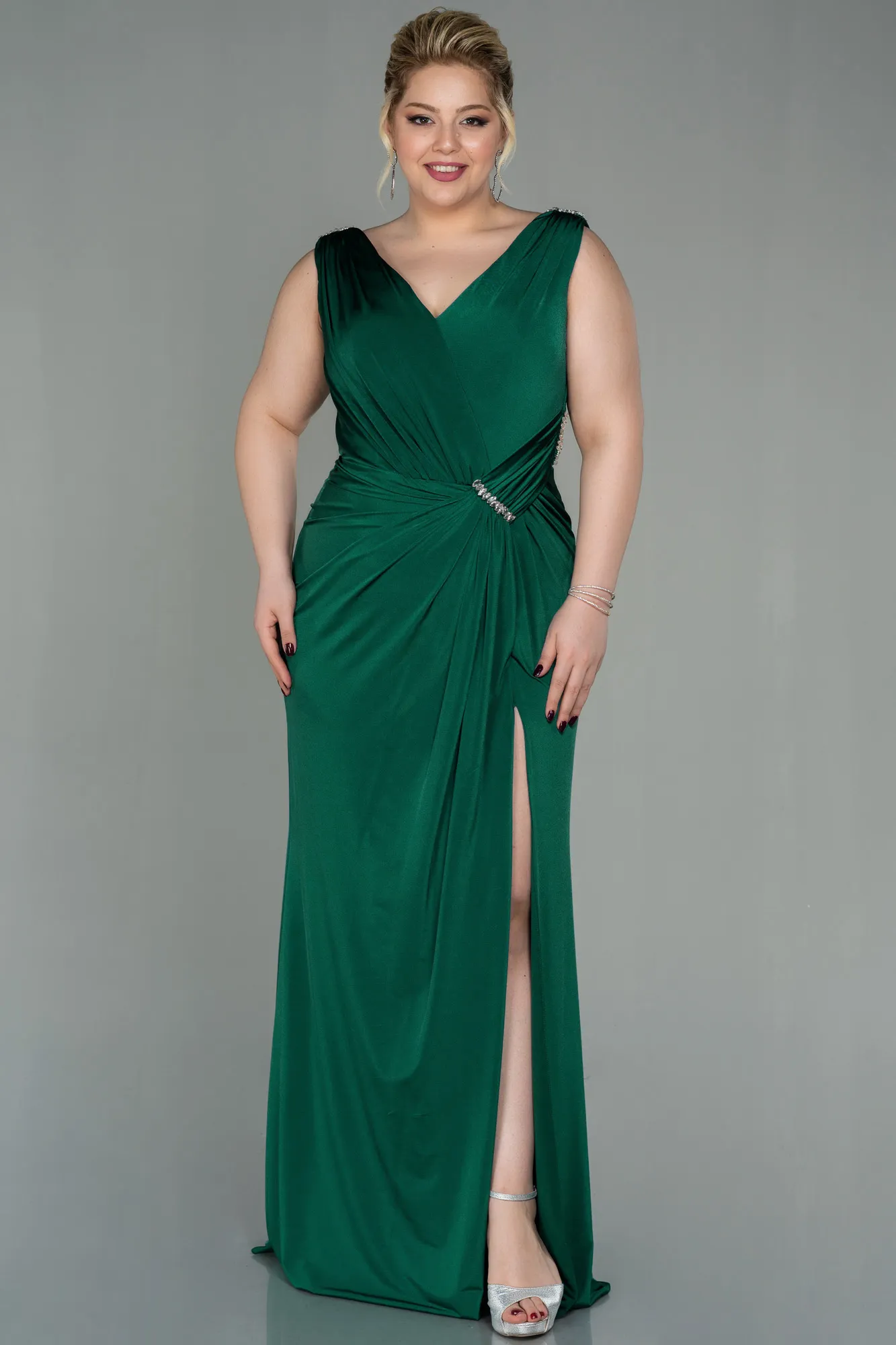 Emerald Green-Long Plus Size Evening Dress ABU2931