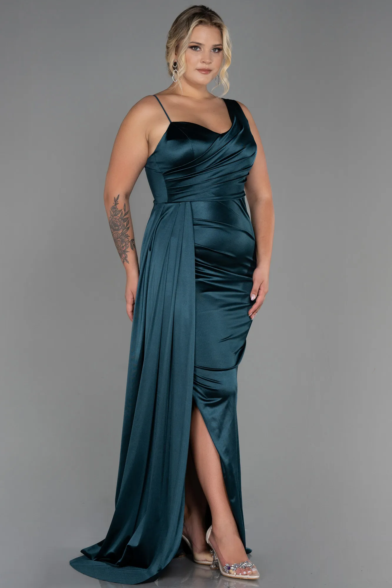 Emerald Green-Long Plus Size Evening Dress ABU2932