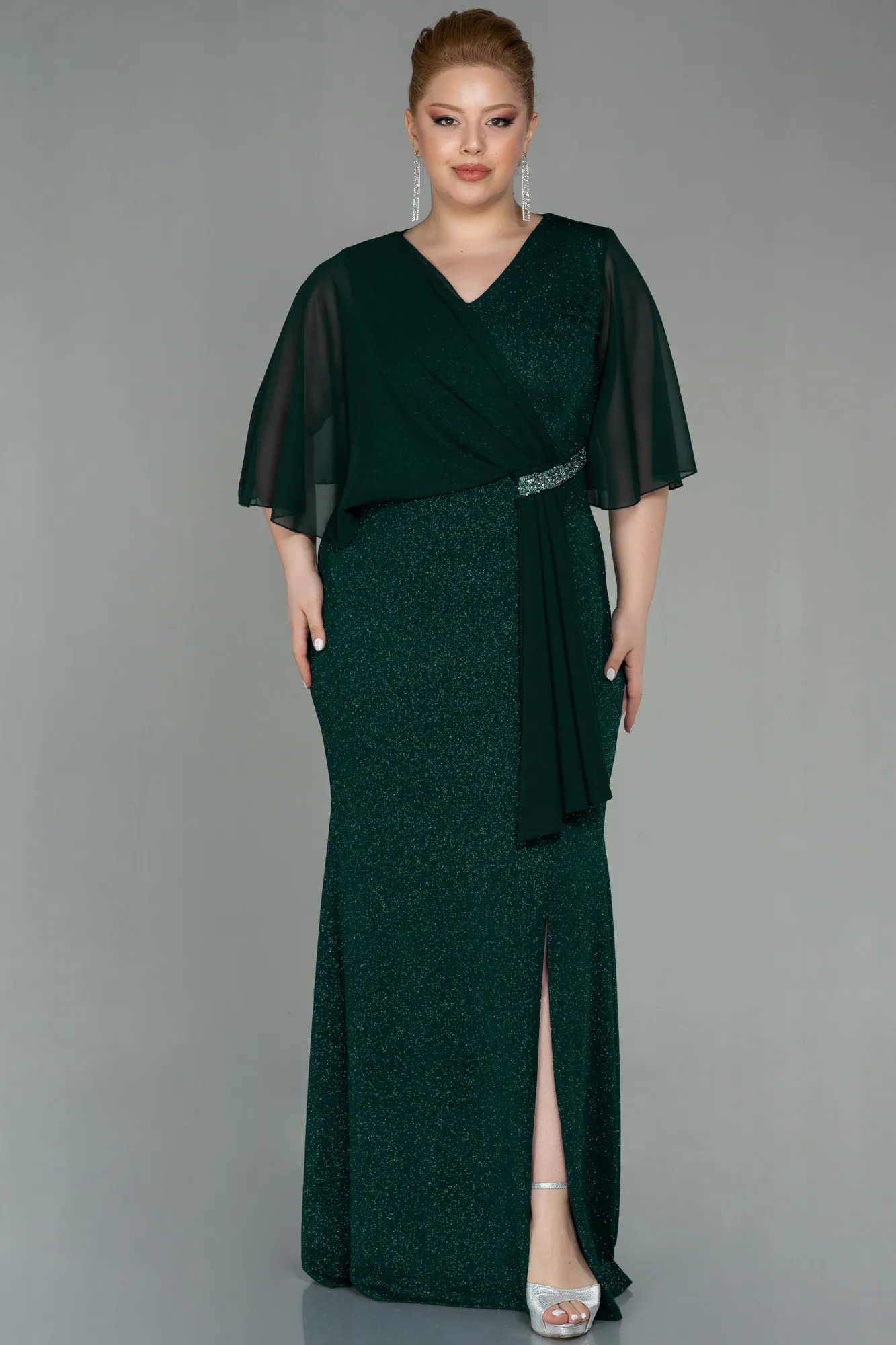 Emerald Green-Long Plus Size Evening Dress ABU2979