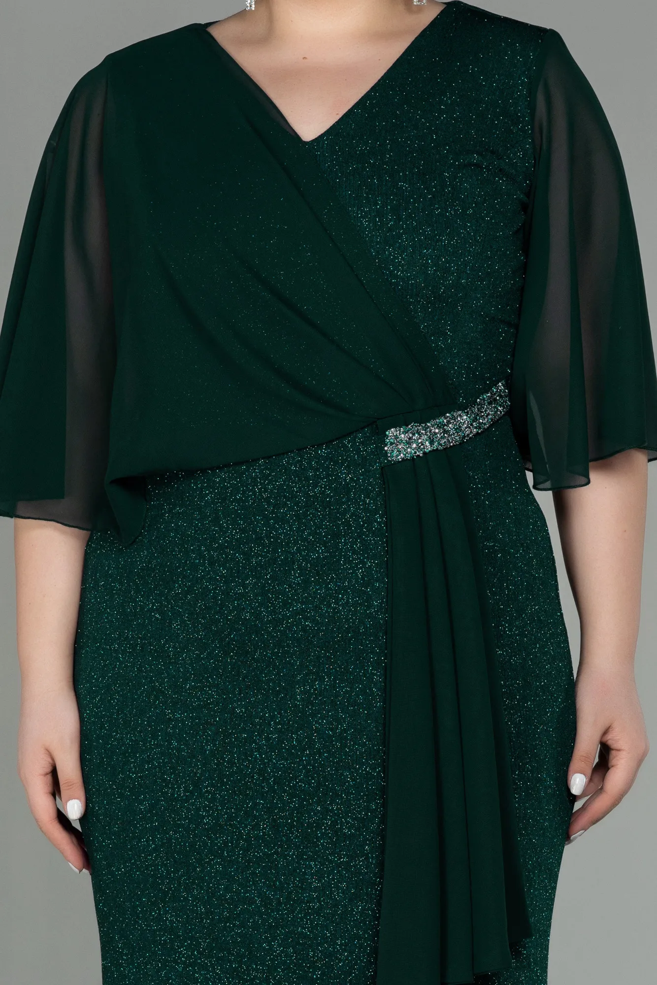 Emerald Green-Long Plus Size Evening Dress ABU2979
