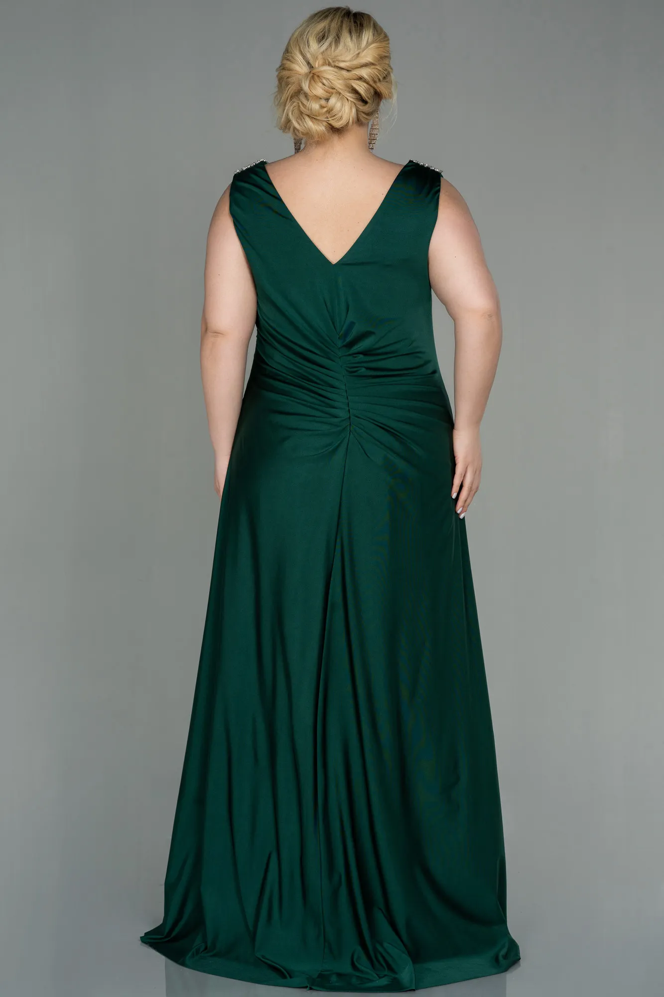 Emerald Green-Long Plus Size Evening Dress ABU3018