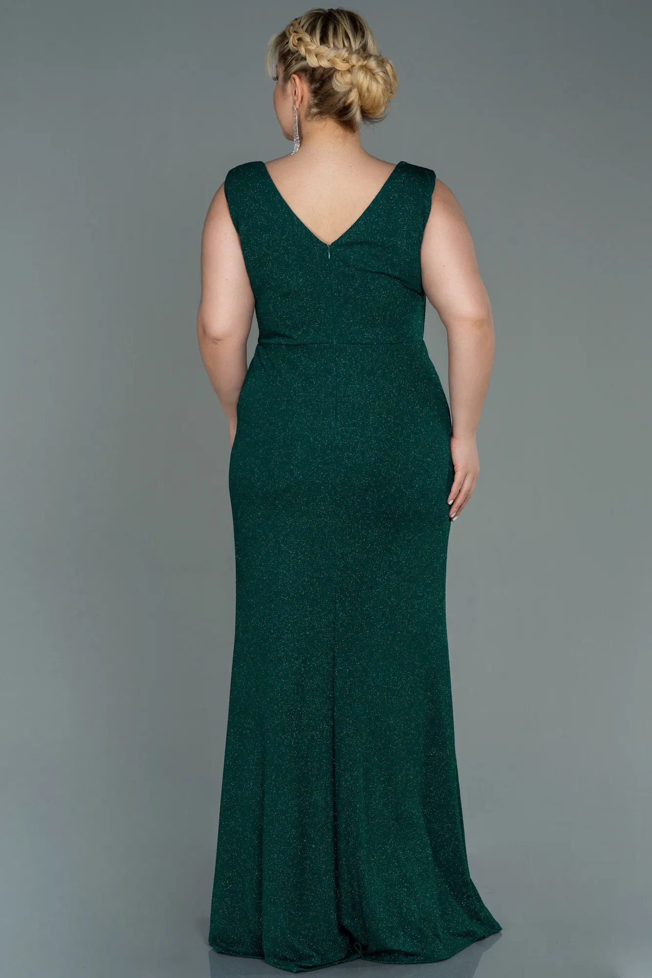 Emerald Green-Long Plus Size Evening Dress ABU3074