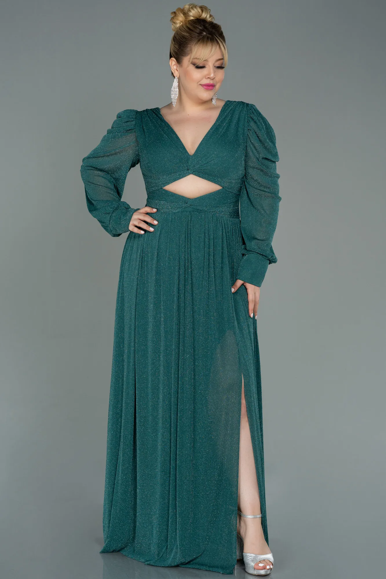 Emerald Green-Long Plus Size Evening Dress ABU3104