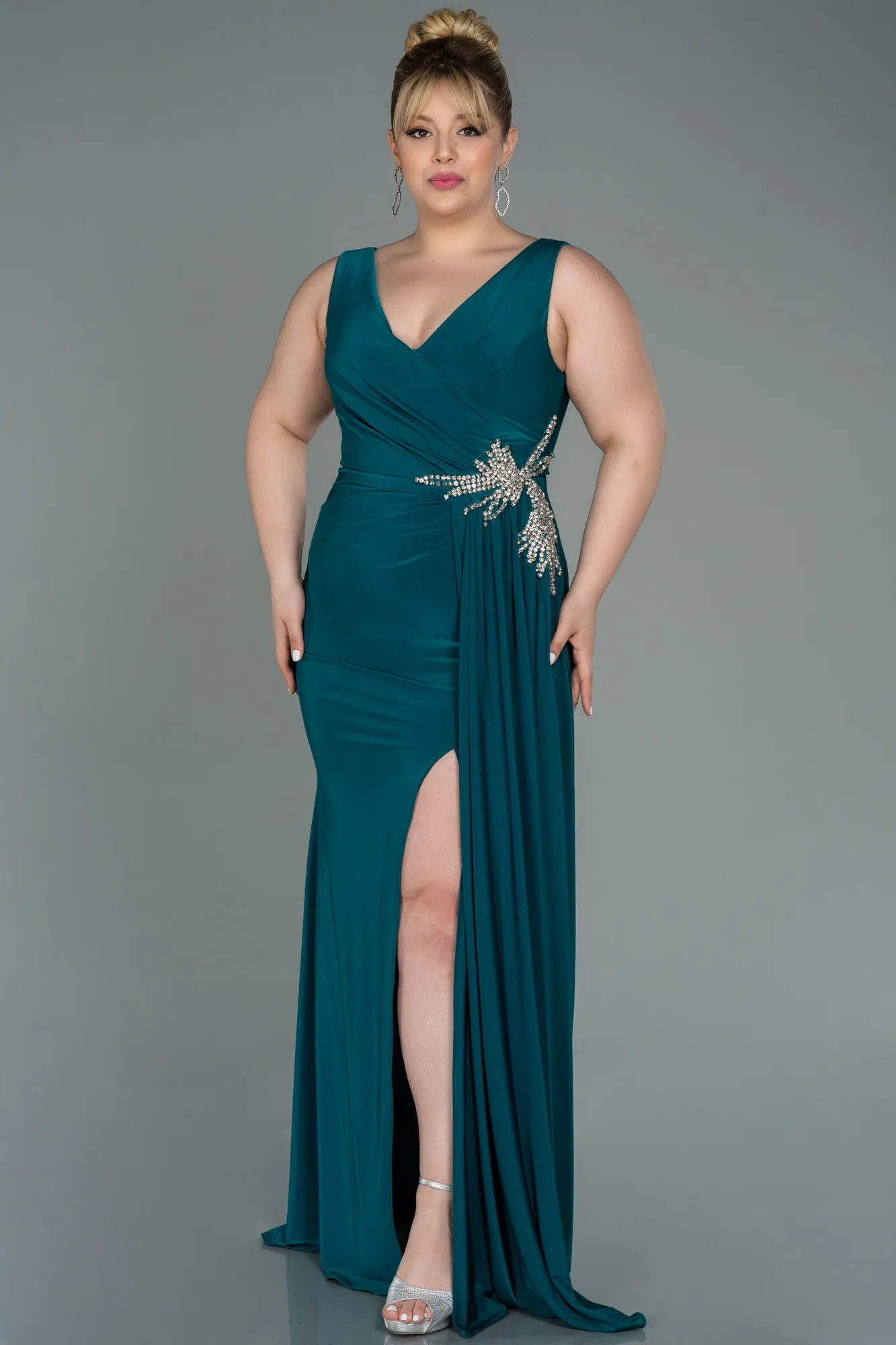 Emerald Green-Long Plus Size Evening Dress ABU3122