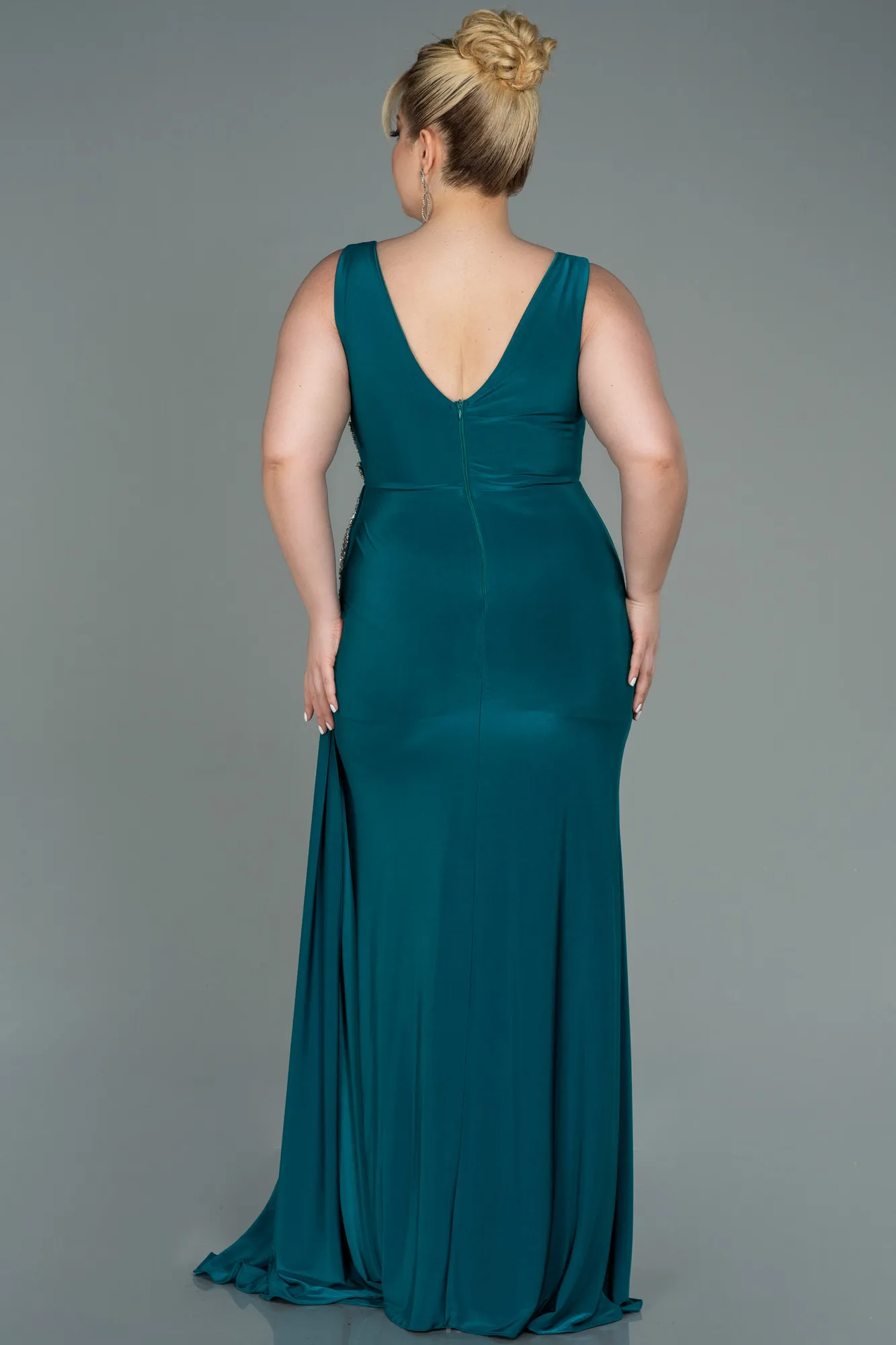 Emerald Green-Long Plus Size Evening Dress ABU3122