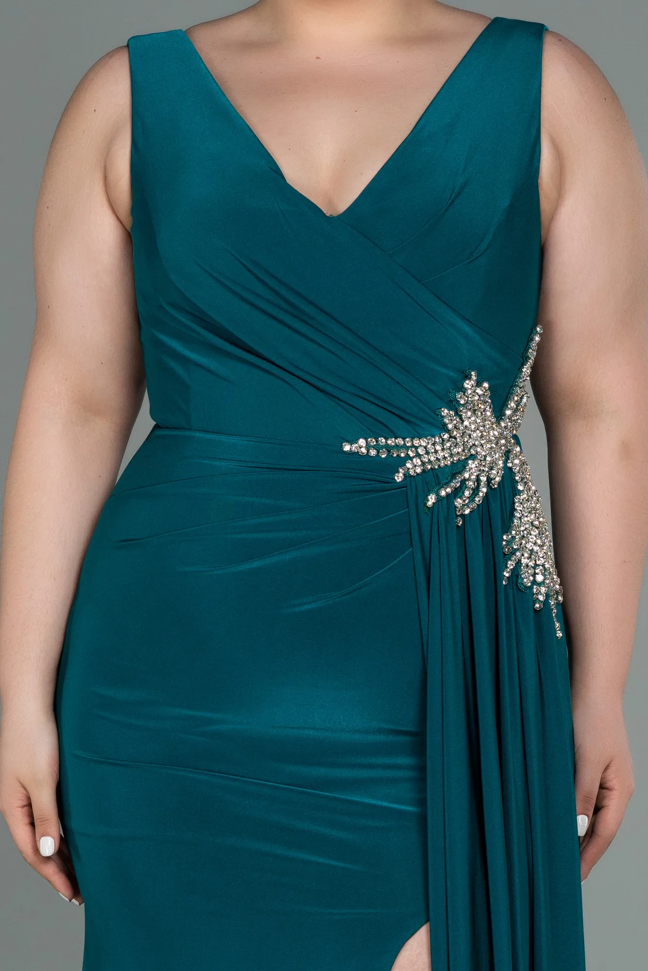 Emerald Green-Long Plus Size Evening Dress ABU3122