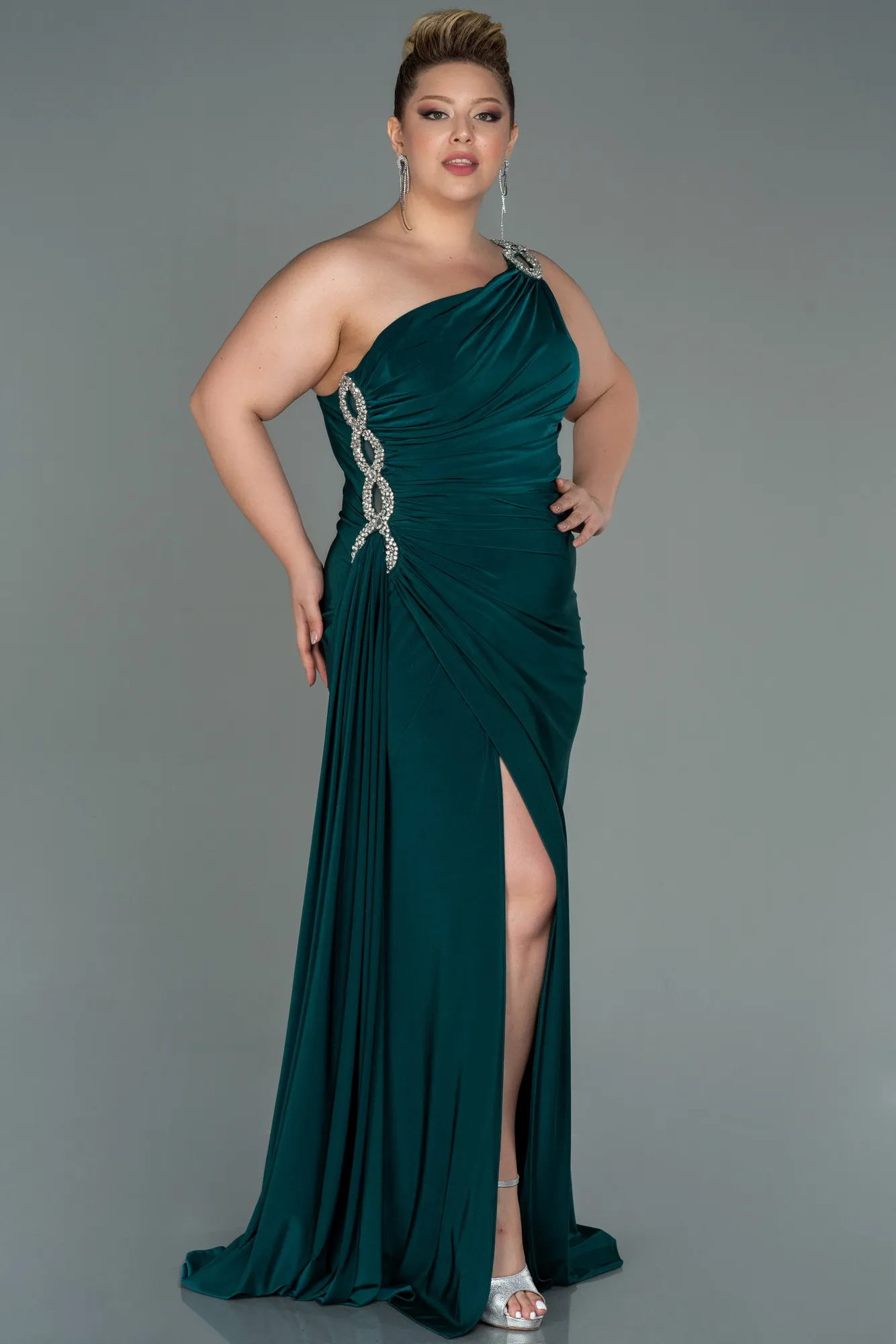 Emerald Green-Long Plus Size Evening Dress ABU3132