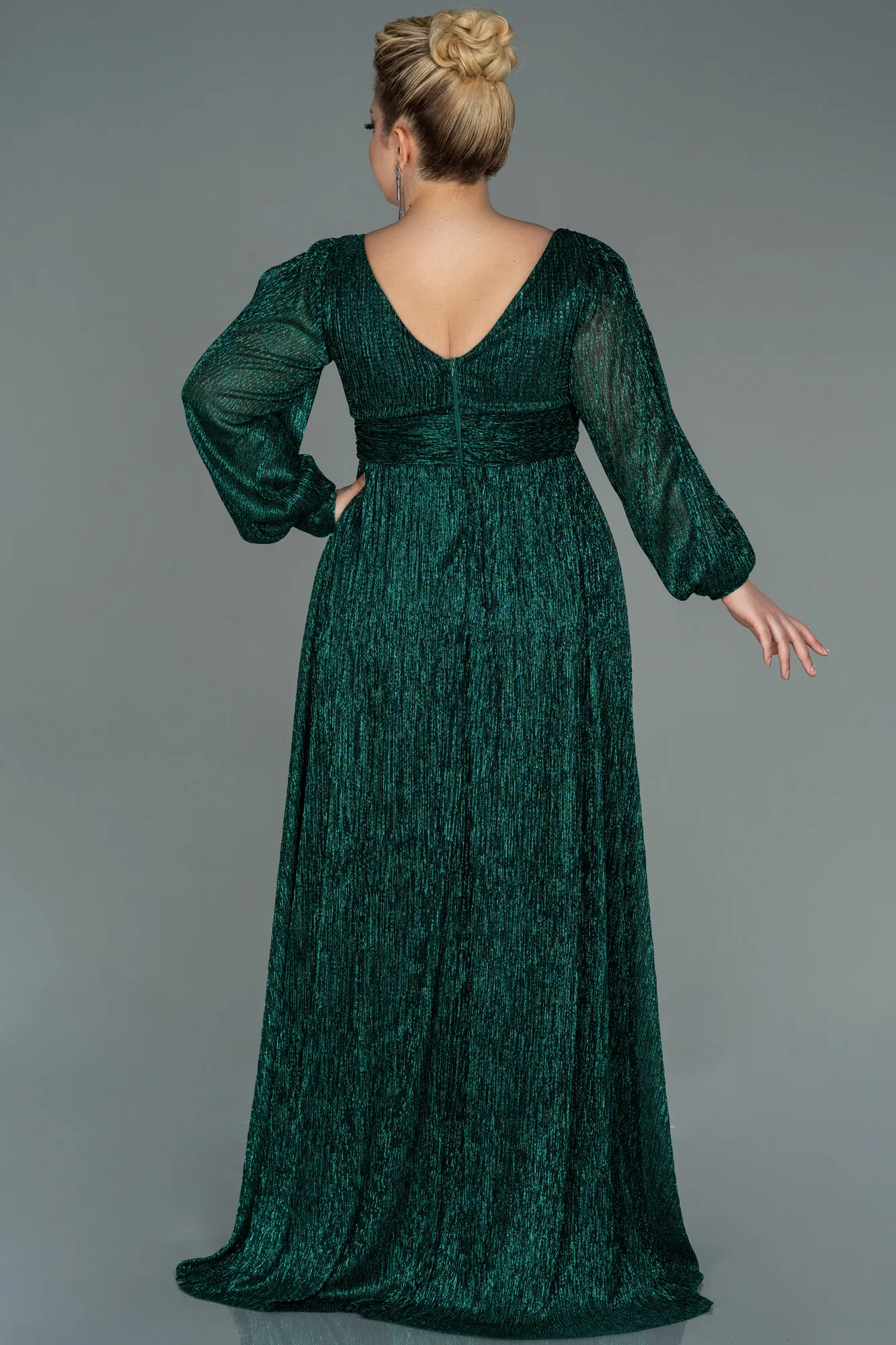 Emerald Green-Long Plus Size Evening Dress ABU3154