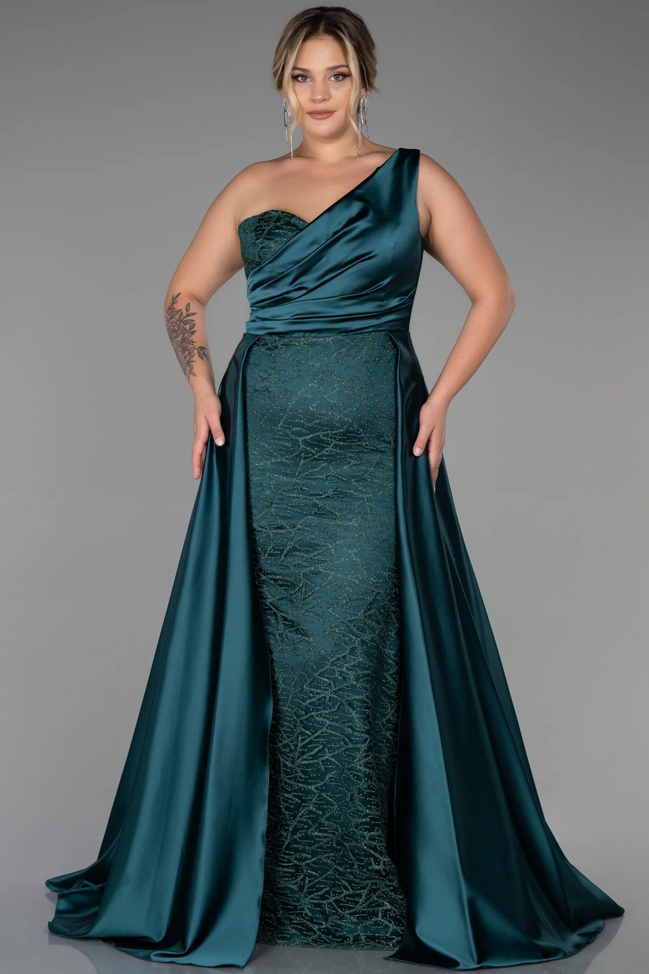 Emerald Green-Long Plus Size Evening Dress ABU3171