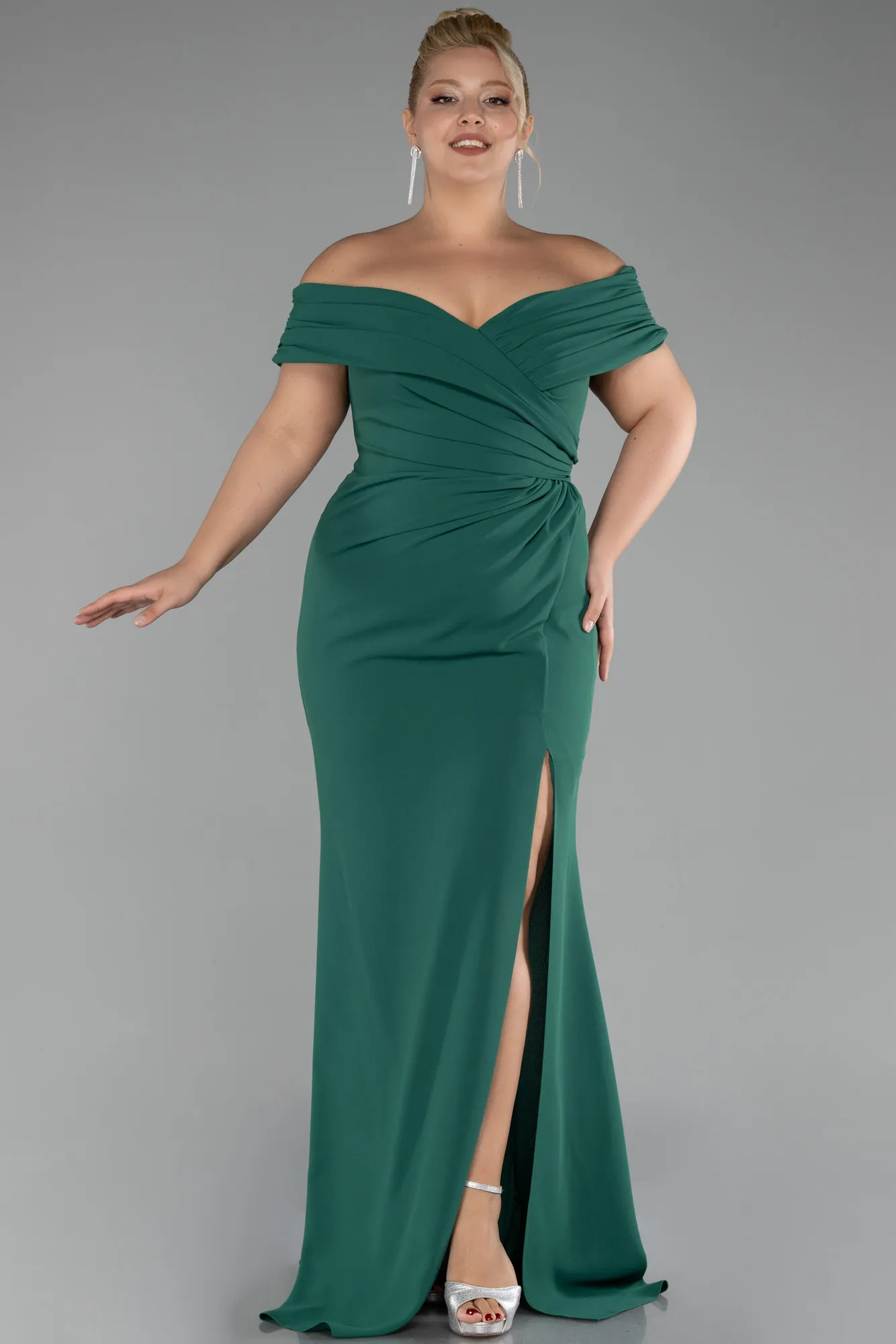 Emerald Green-Long Plus Size Evening Dress ABU3172