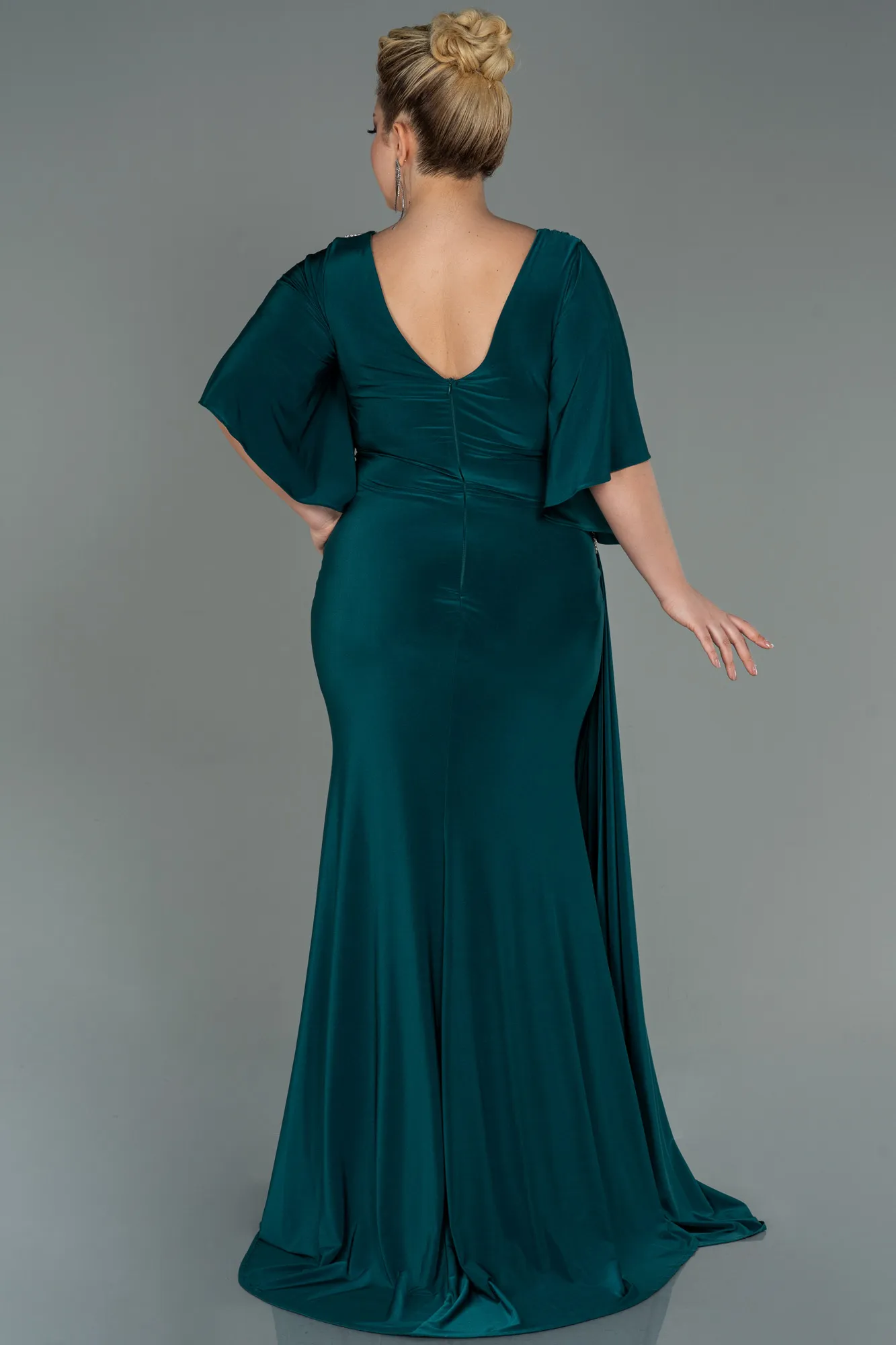 Emerald Green-Long Plus Size Evening Dress ABU3173