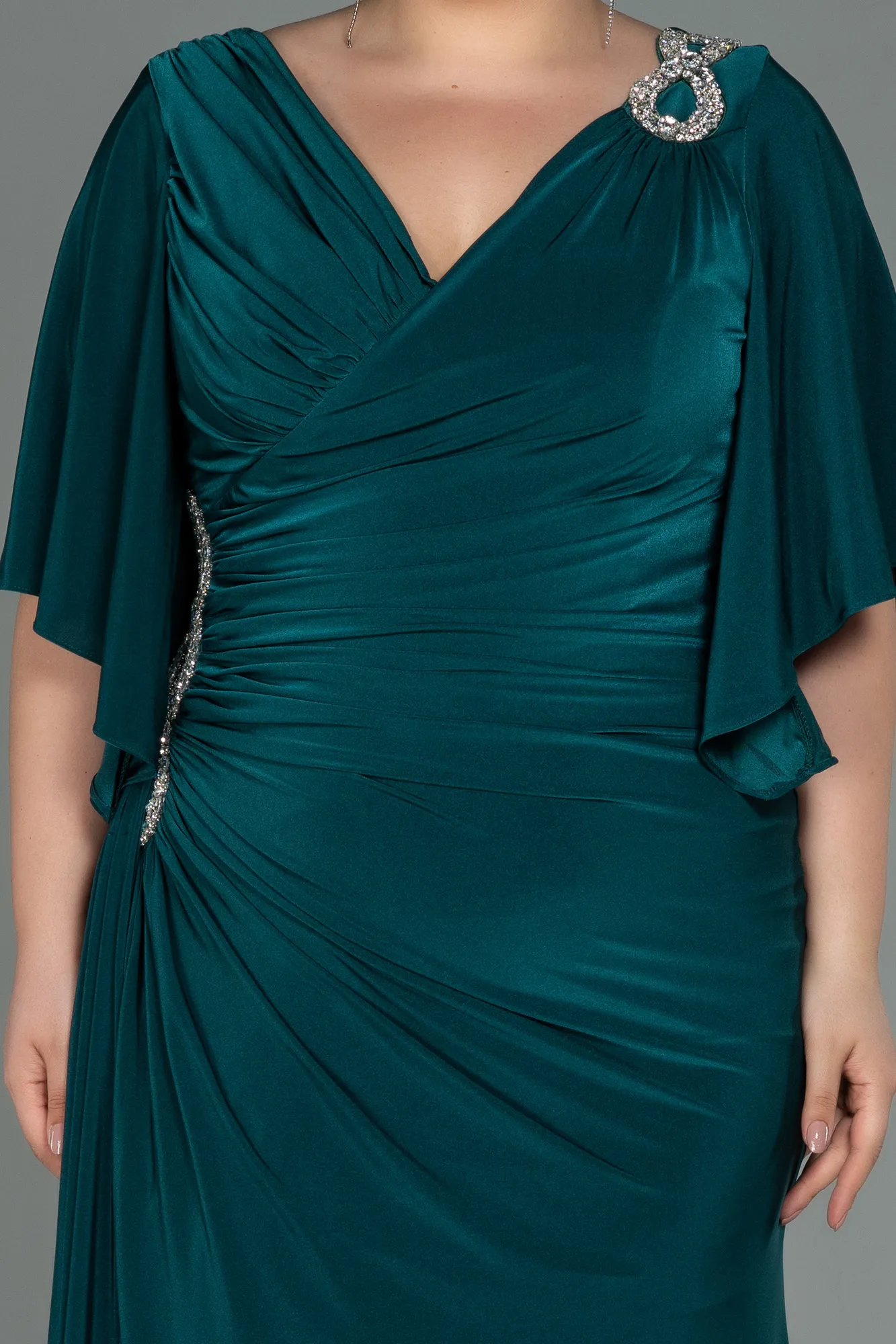 Emerald Green-Long Plus Size Evening Dress ABU3173