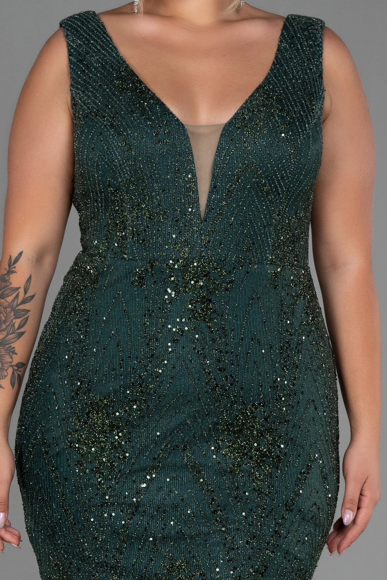 Emerald Green-Long Plus Size Evening Dress ABU3214