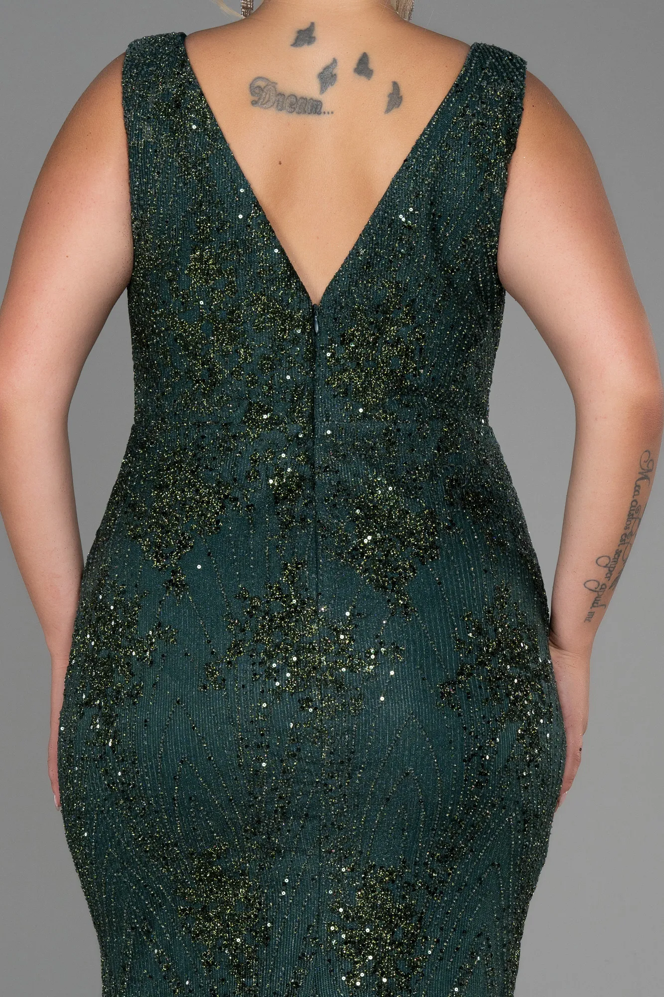 Emerald Green-Long Plus Size Evening Dress ABU3214