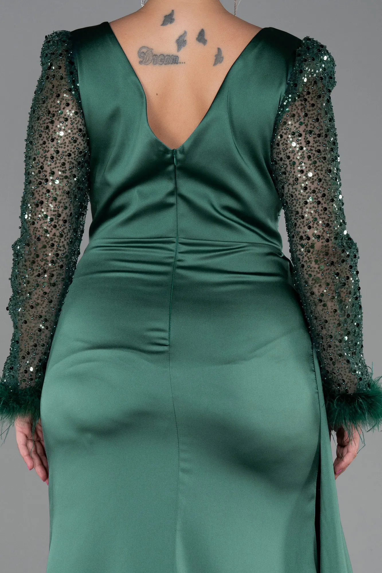 Emerald Green-Long Plus Size Evening Dress ABU3237