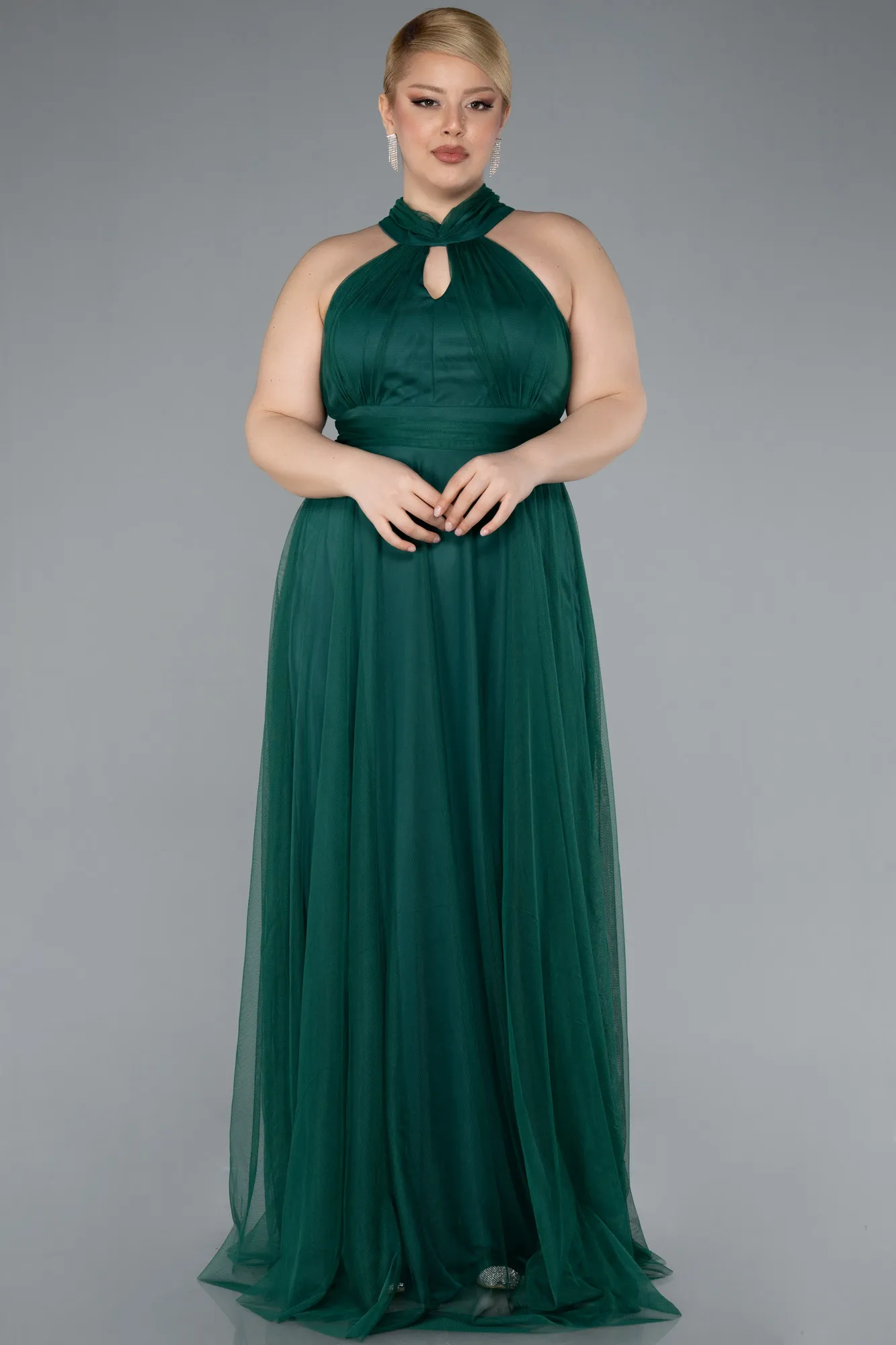 Emerald Green-Long Plus Size Evening Dress ABU3253