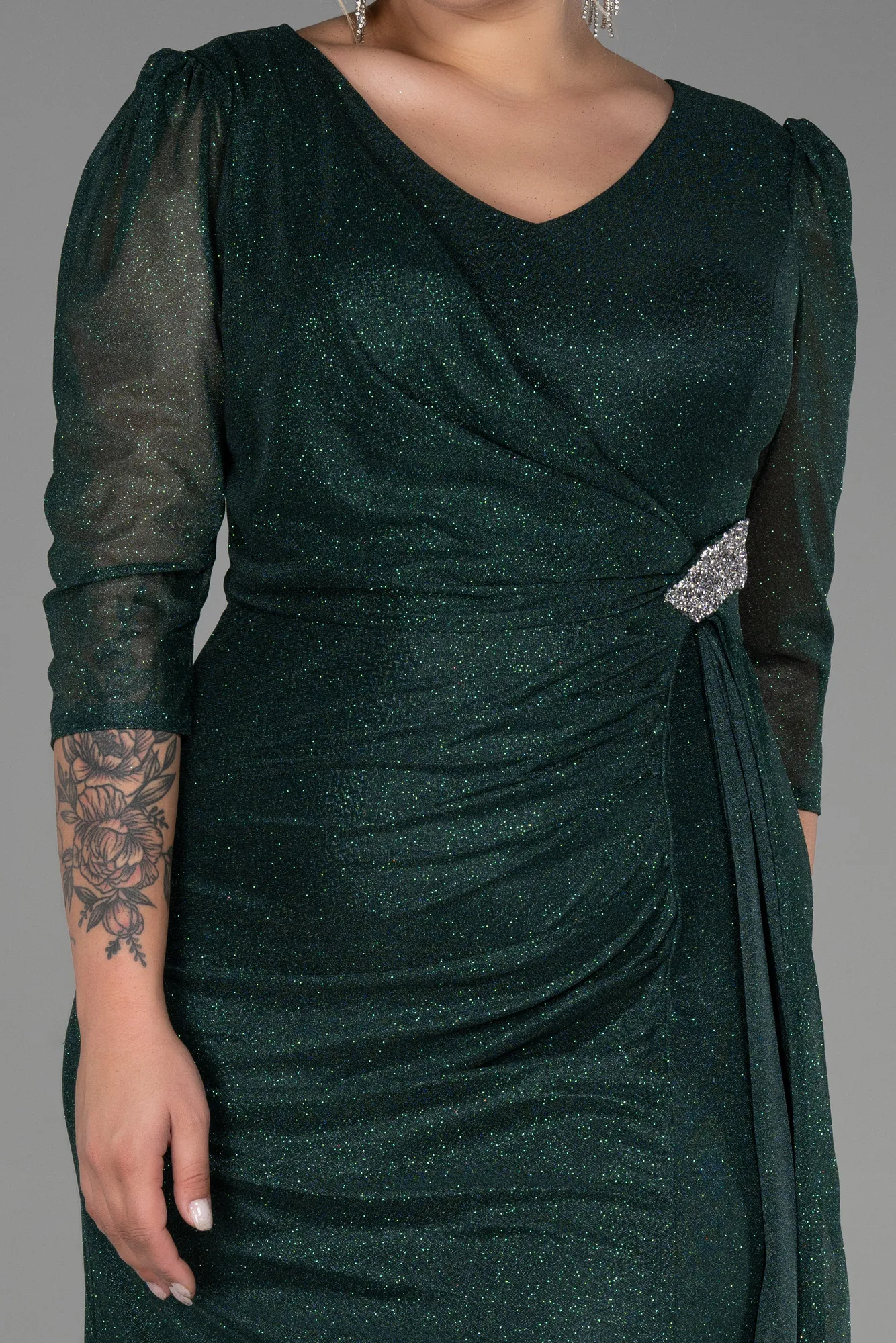 Emerald Green-Long Plus Size Evening Dress ABU3279