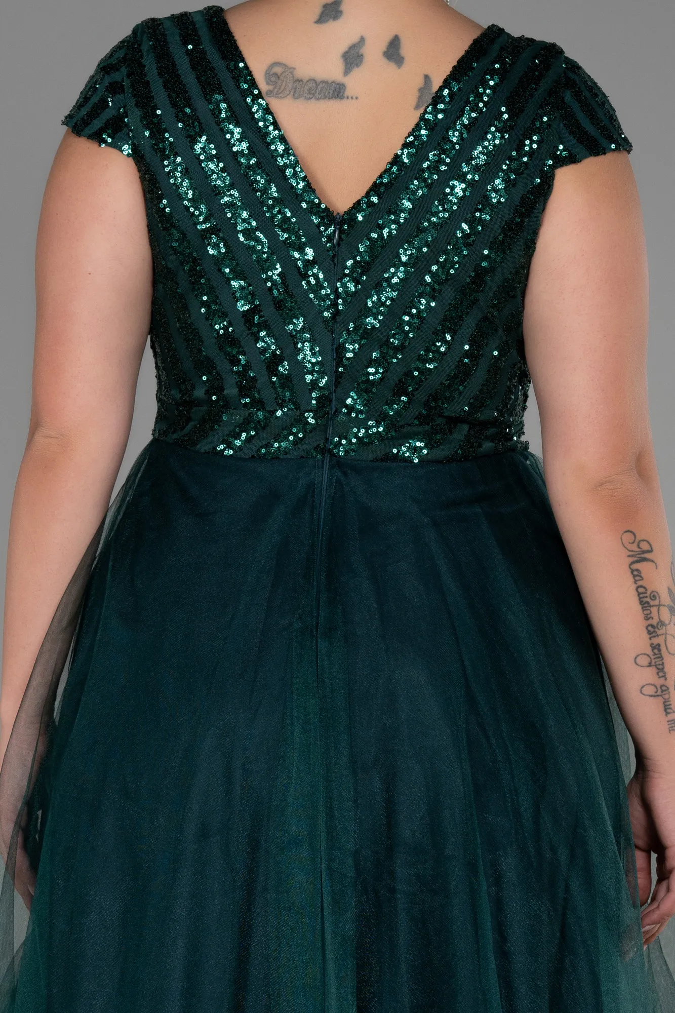 Emerald Green-Long Plus Size Evening Dress ABU3281